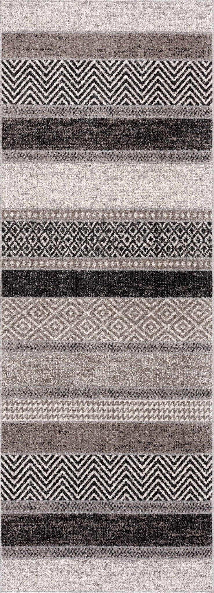 Tribal Pattern Premium look Silver, Charcoal, Gray and Brown easy Washable Rug - Image 4