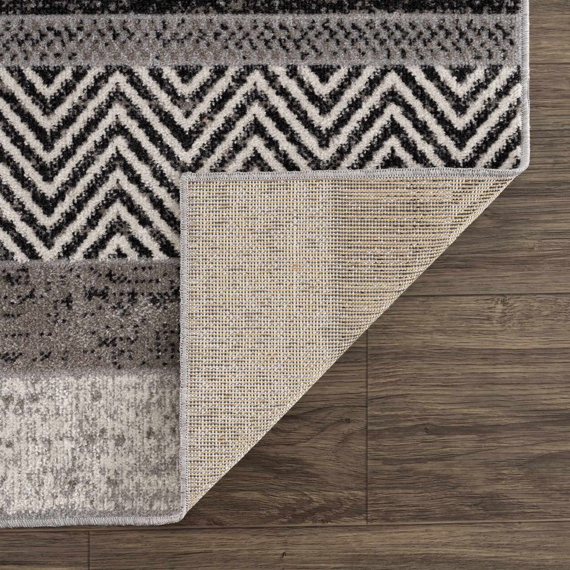 Tribal Pattern Premium look Silver, Charcoal, Gray and Brown easy Washable Rug - Image 5