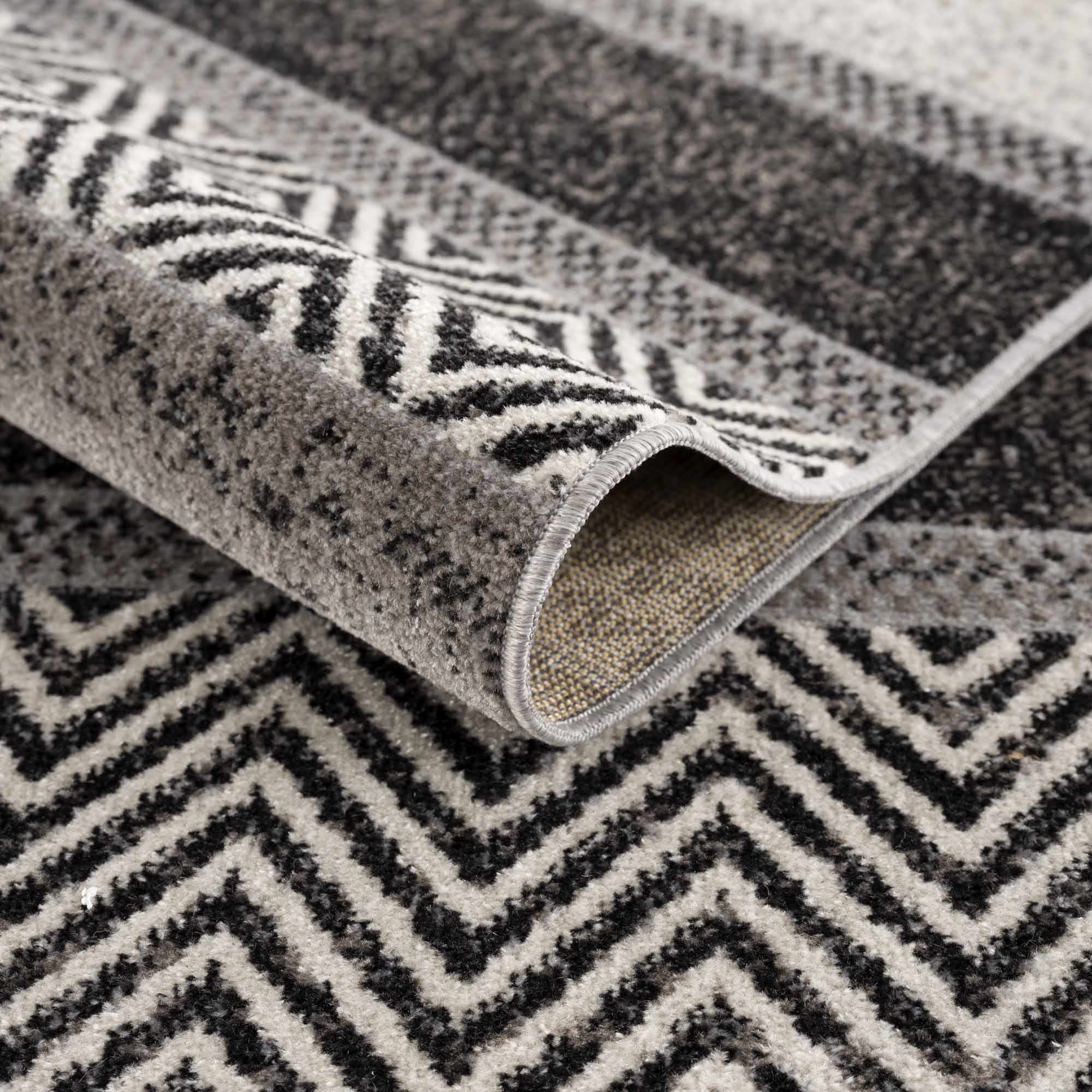 Tribal Pattern Premium look Silver, Charcoal, Gray and Brown easy Washable Rug - Image 6
