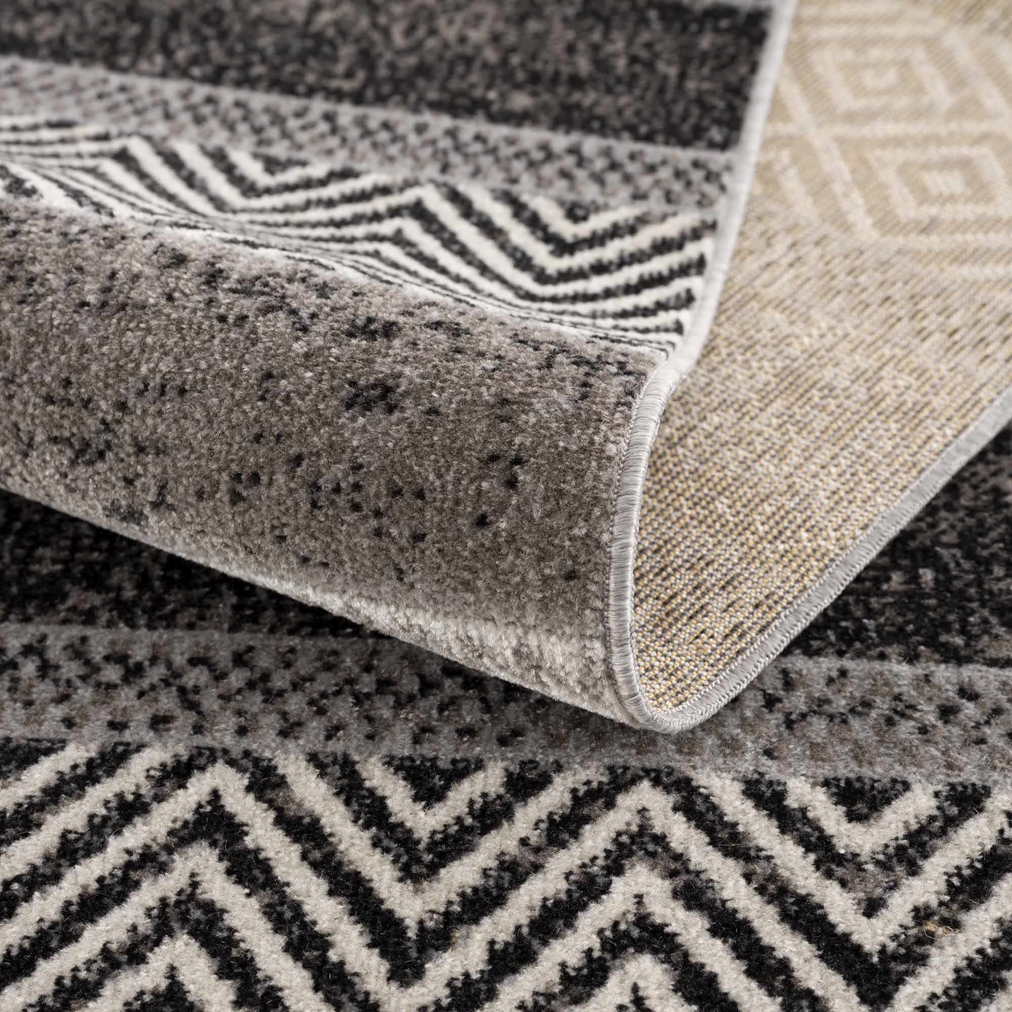 Tribal Pattern Premium look Silver, Charcoal, Gray and Brown easy Washable Rug - Image 7