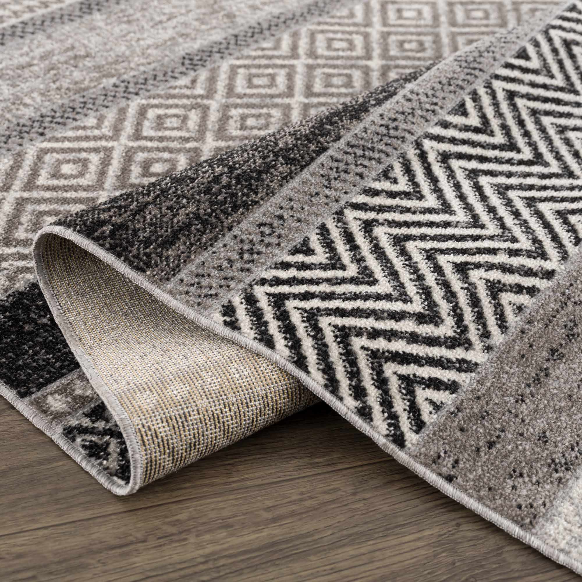 Tribal Pattern Premium look Silver, Charcoal, Gray and Brown easy Washable Rug - Image 9
