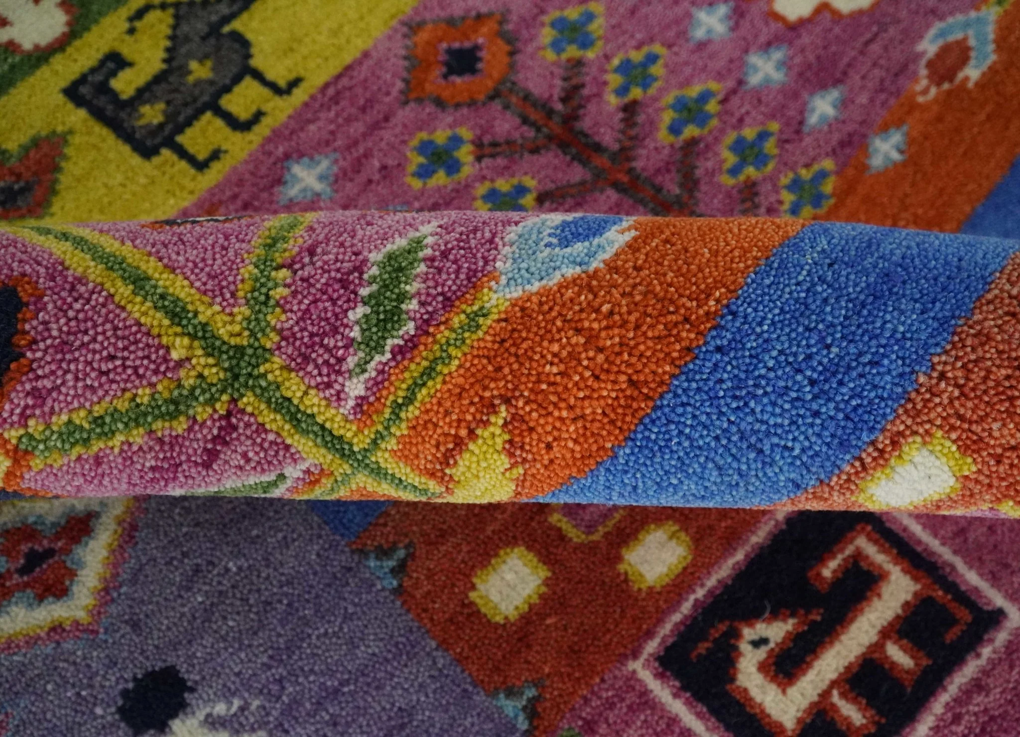 Tribal Gabbeh Rust, Ivory, Green and Pink Hand knotted Antique Look Traditional Wool Area Rug - Image 6