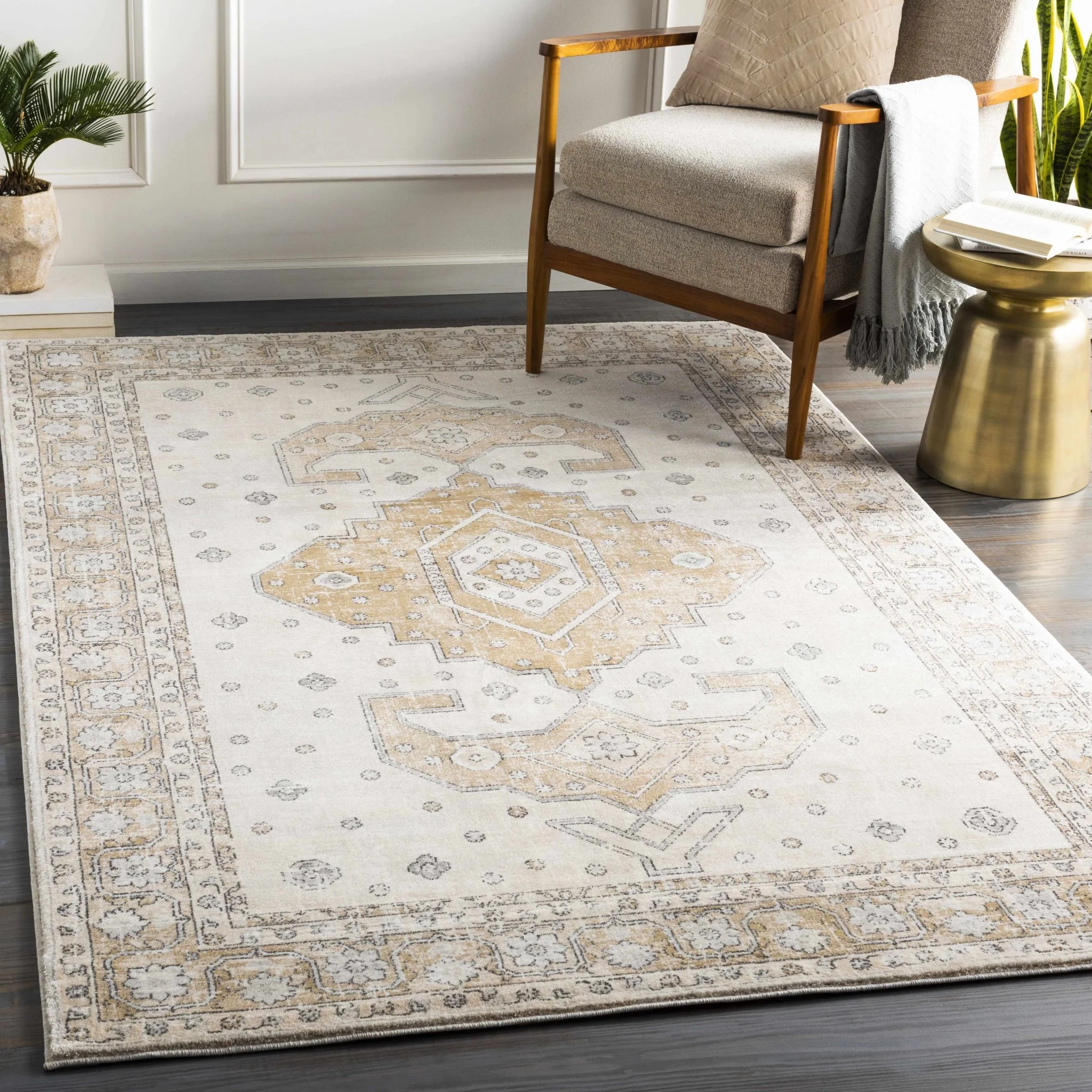 Traditional Turkish Design Beige, Brown, Gray, Sliver and Charcoal Medium pile Area rug - Image 2