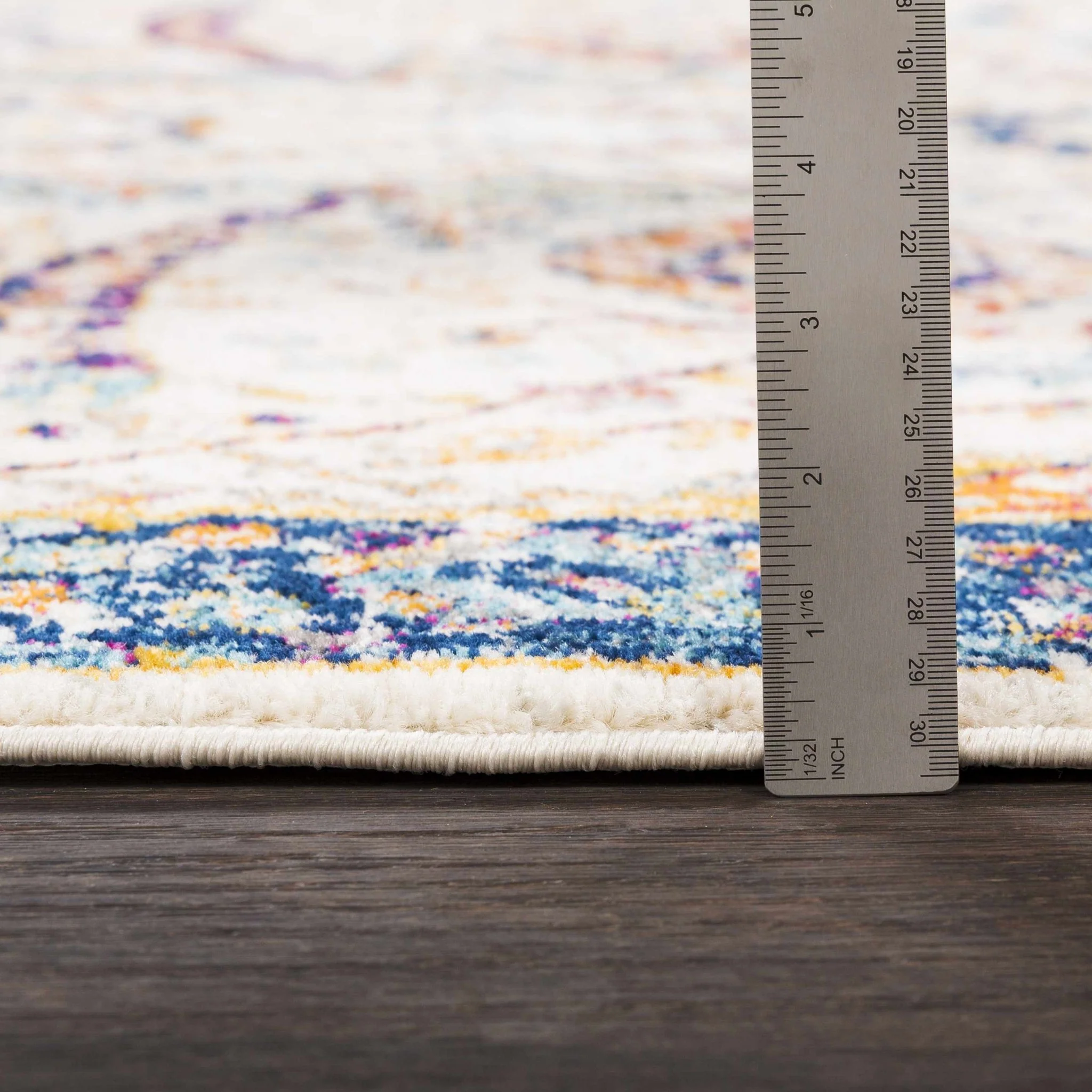 Traditional Turkish Design Beige, Navy, Mustered, Gold and Pink Medium Pile Area Rug - Image 6
