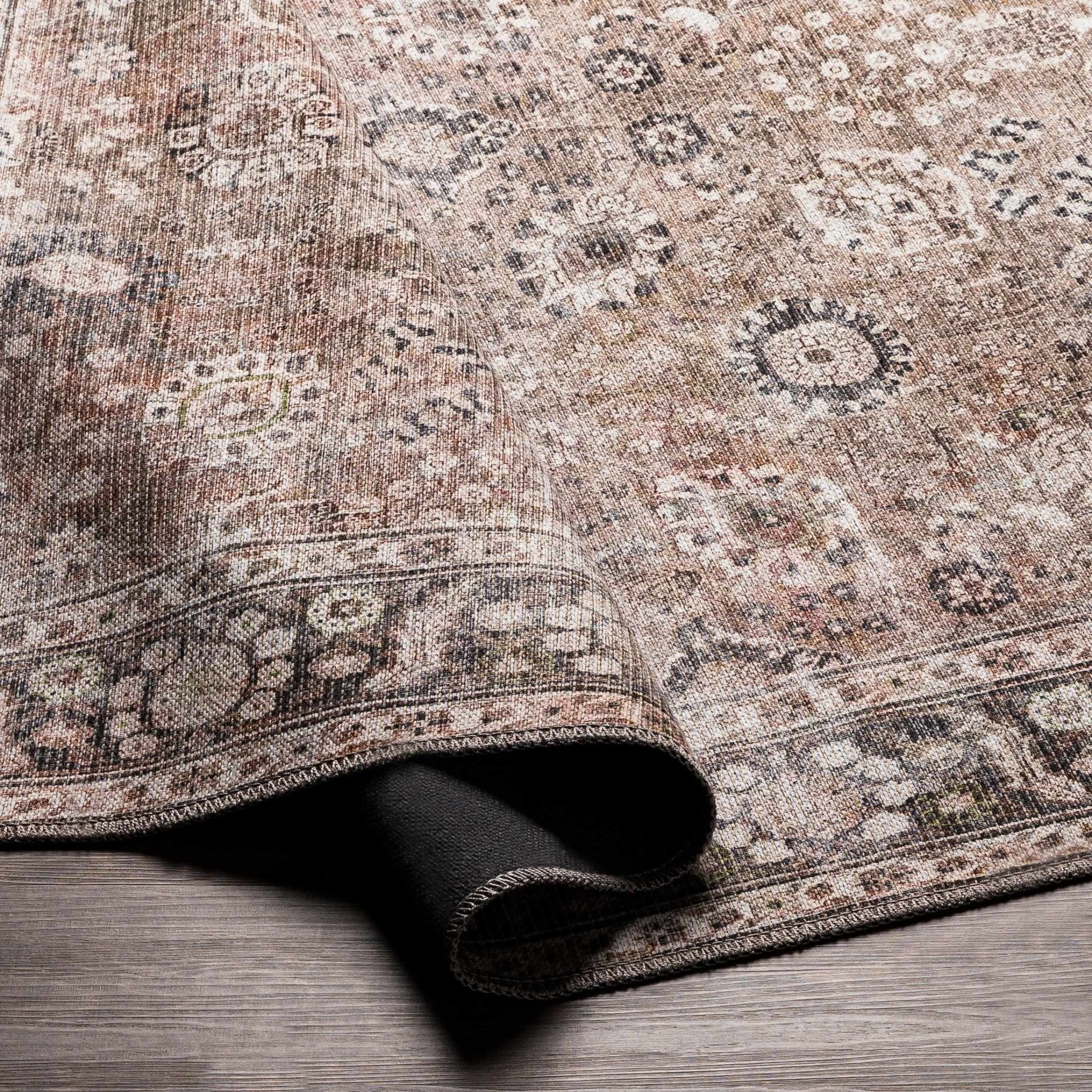 Traditional Turkish Floral Ivory, Brown and Charcoal Multi Size Machine Washable  Rug - Image 15