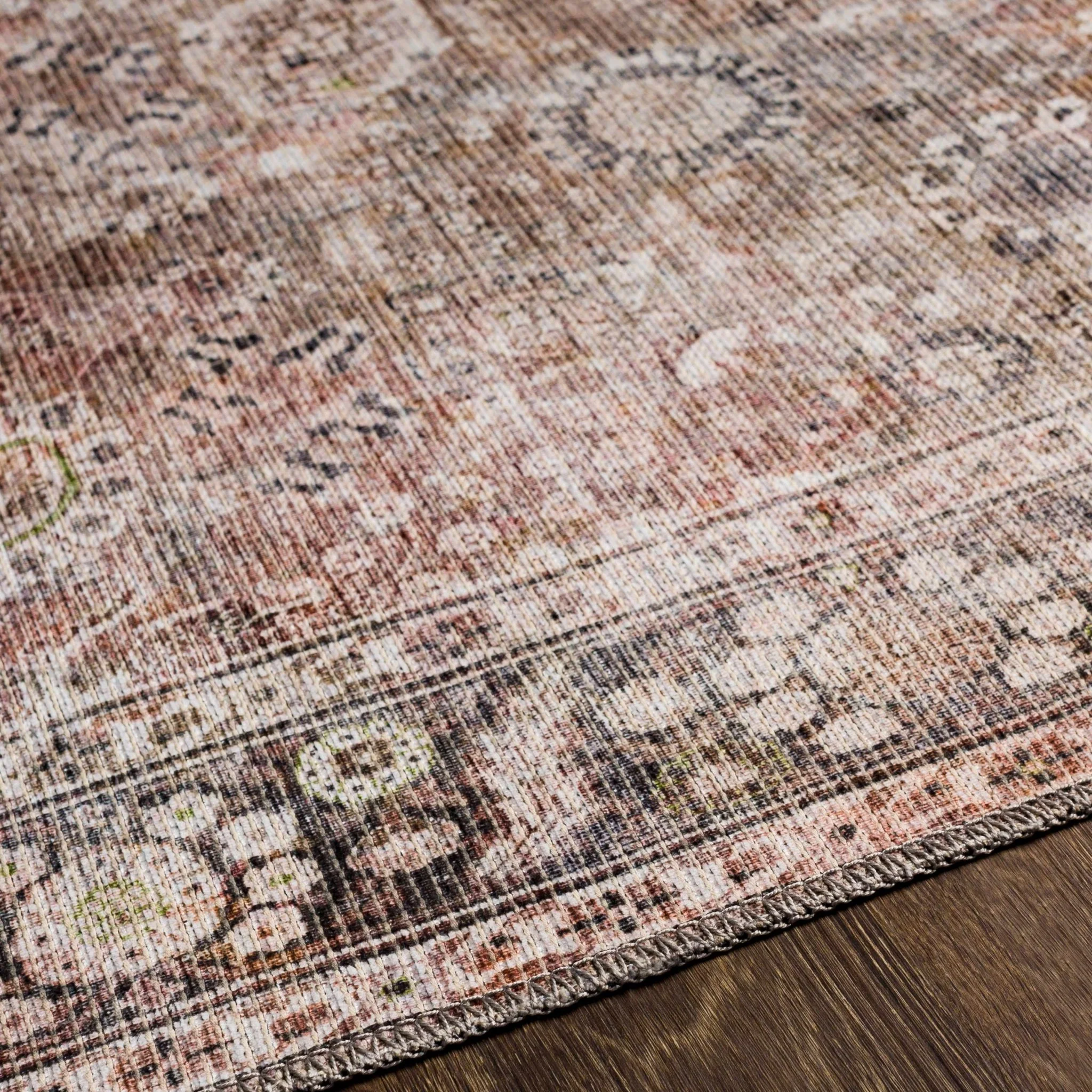 Traditional Turkish Floral Ivory, Brown and Charcoal Multi Size Machine Washable  Rug - Image 19