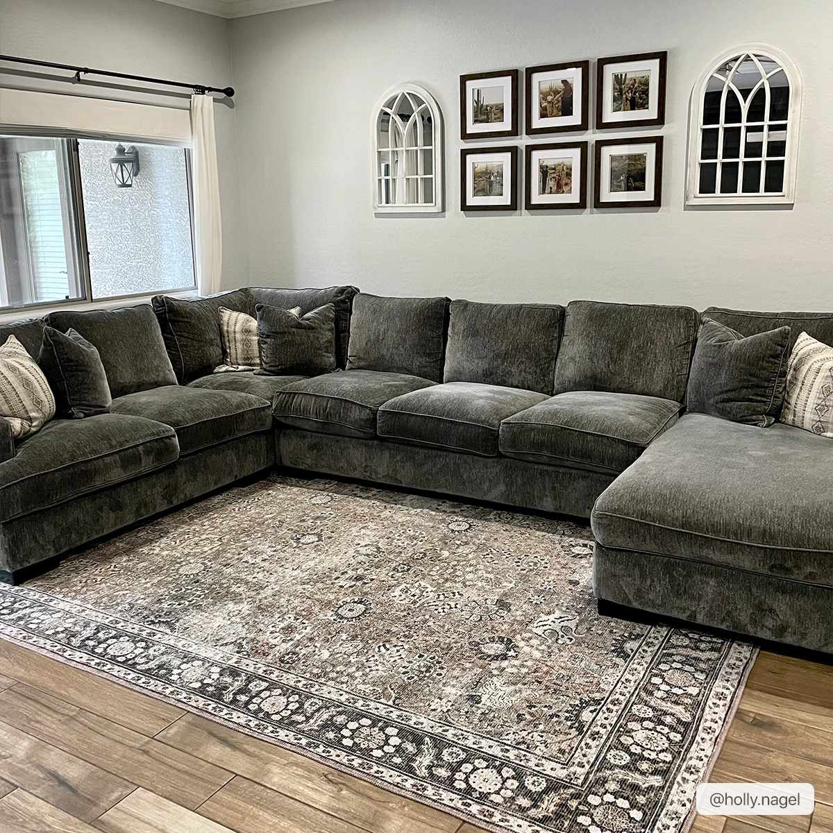 Traditional Turkish Floral Ivory, Brown and Charcoal Multi Size Machine Washable  Rug - Image 8