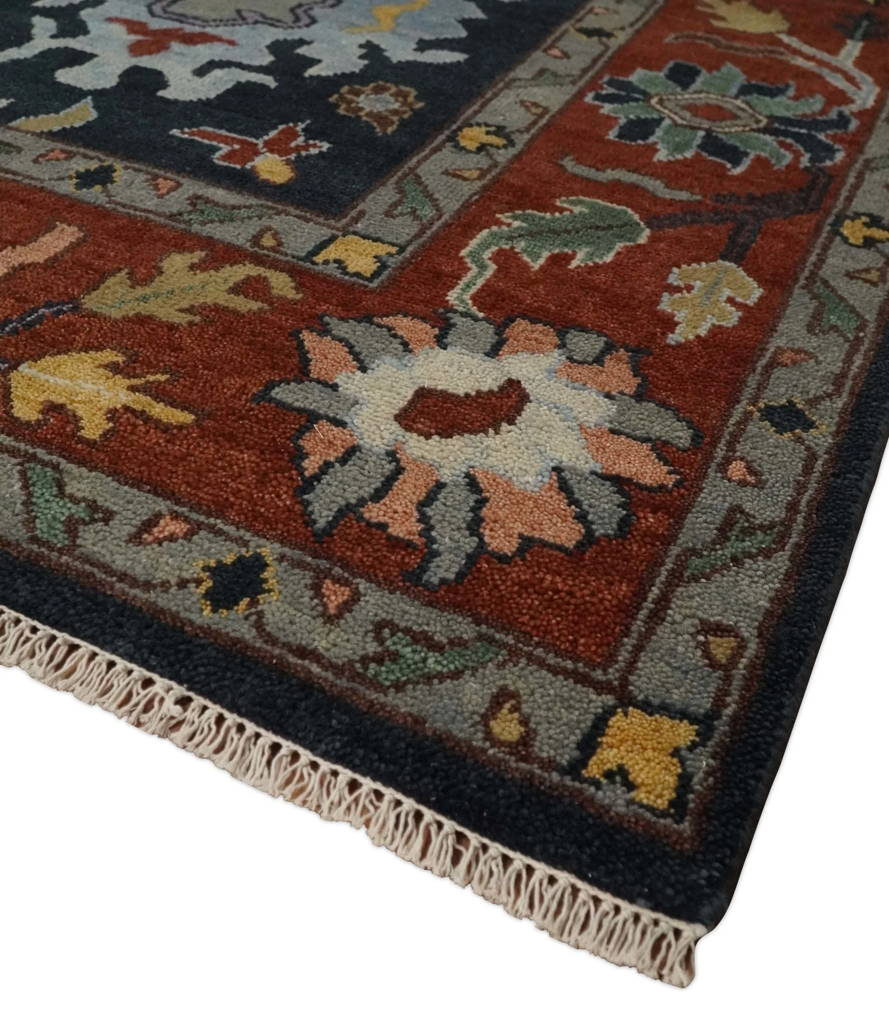 9x12 Hand Knotted Charcoal and Rust Traditional Persian Oushak Wool Rug | TRDCP732912 - Image 5