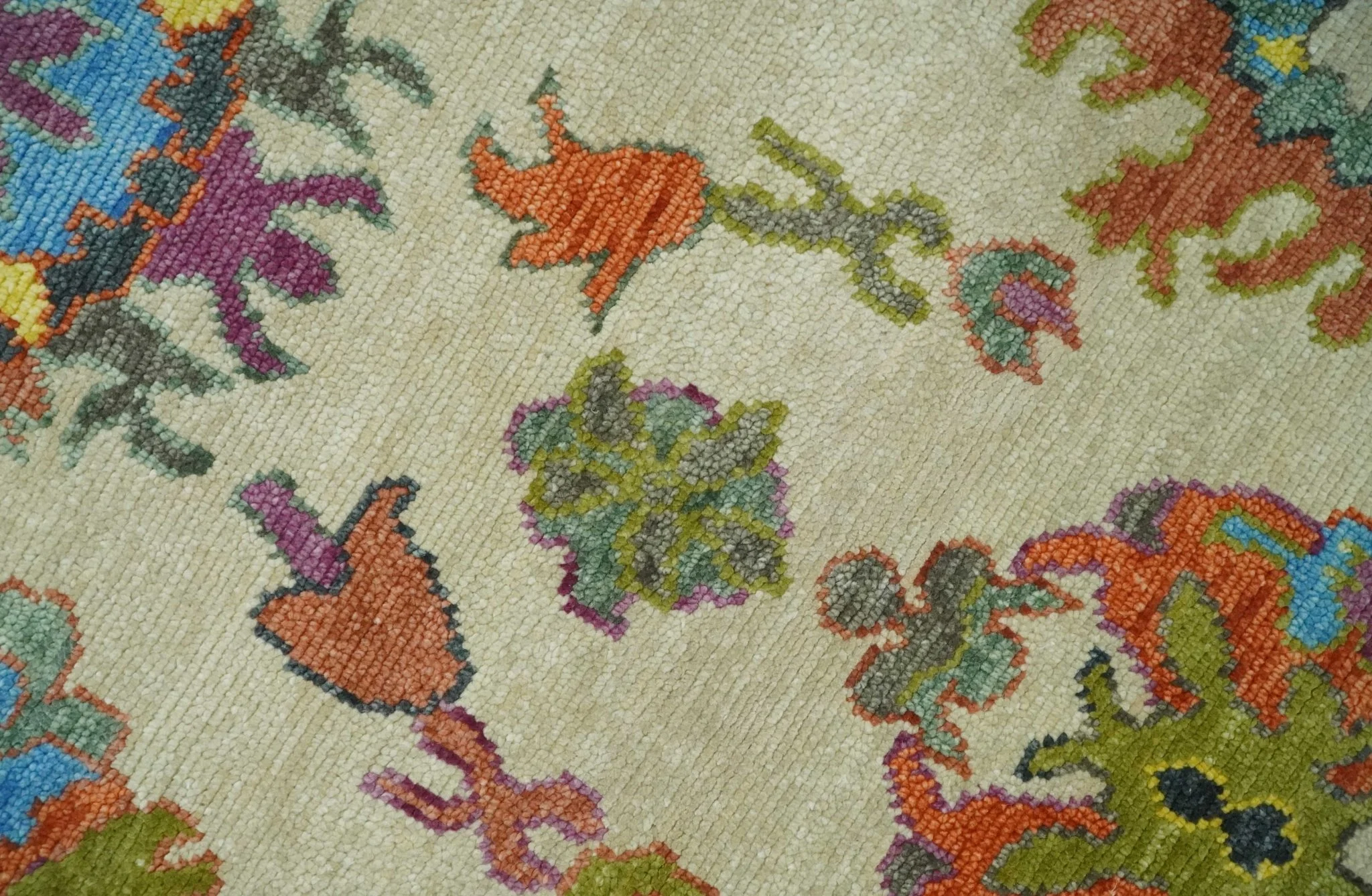 Vibrant Colorful Beige and Rust Traditional Oushak Custom Made wool Area Rug - Image 4