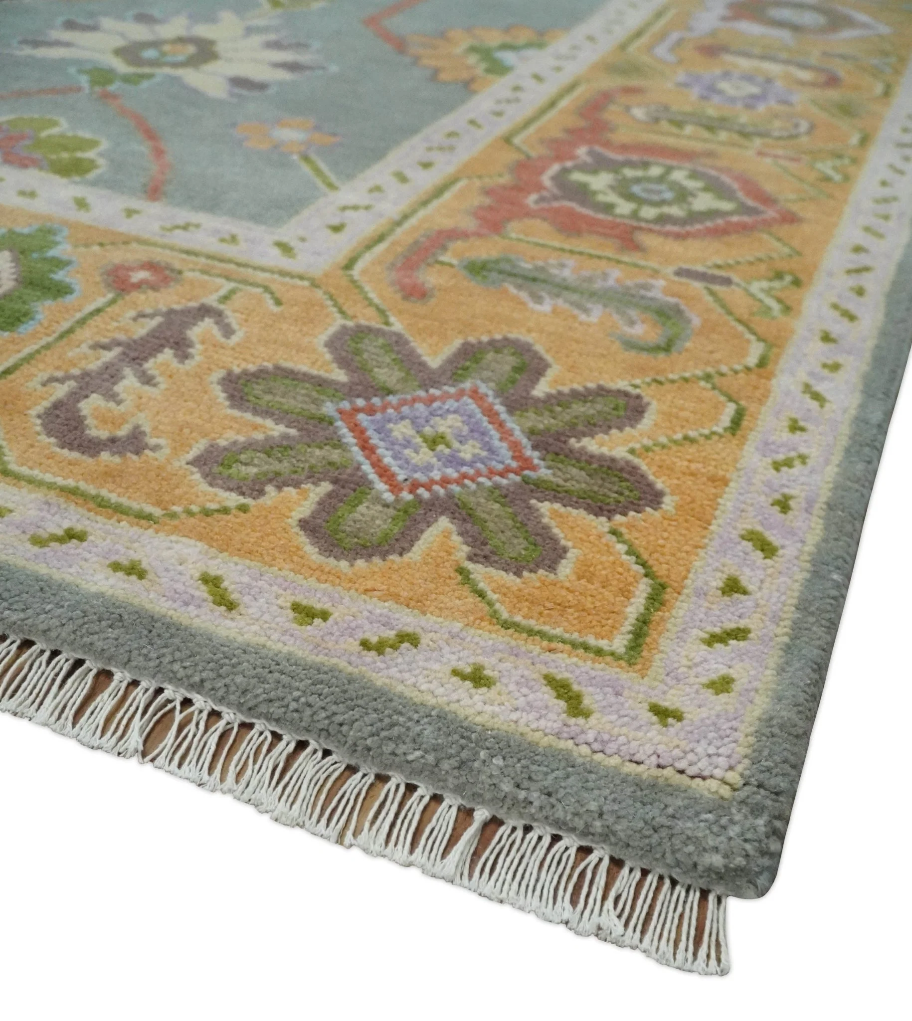 Custom Made Gray and Gold Hand knotted Traditional Oushak wool Area Rug - Image 5