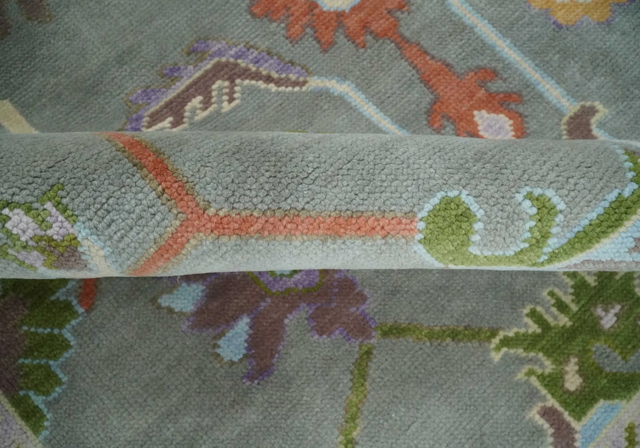 Custom Made Gray and Gold Hand knotted Traditional Oushak wool Area Rug - Image 6