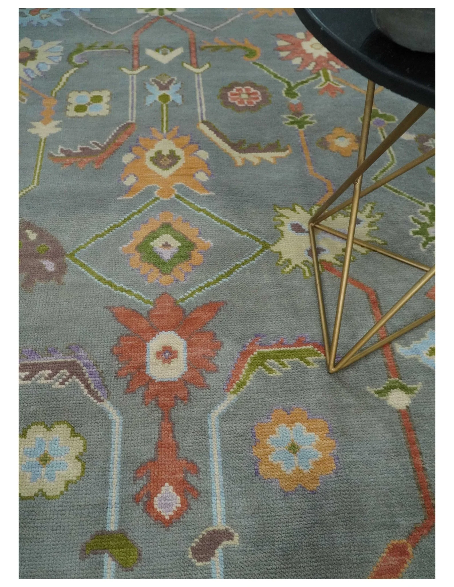 Gray and Gold Hand knotted 8x10 And 9x12 Traditional Oushak wool Area Rug - Image 2