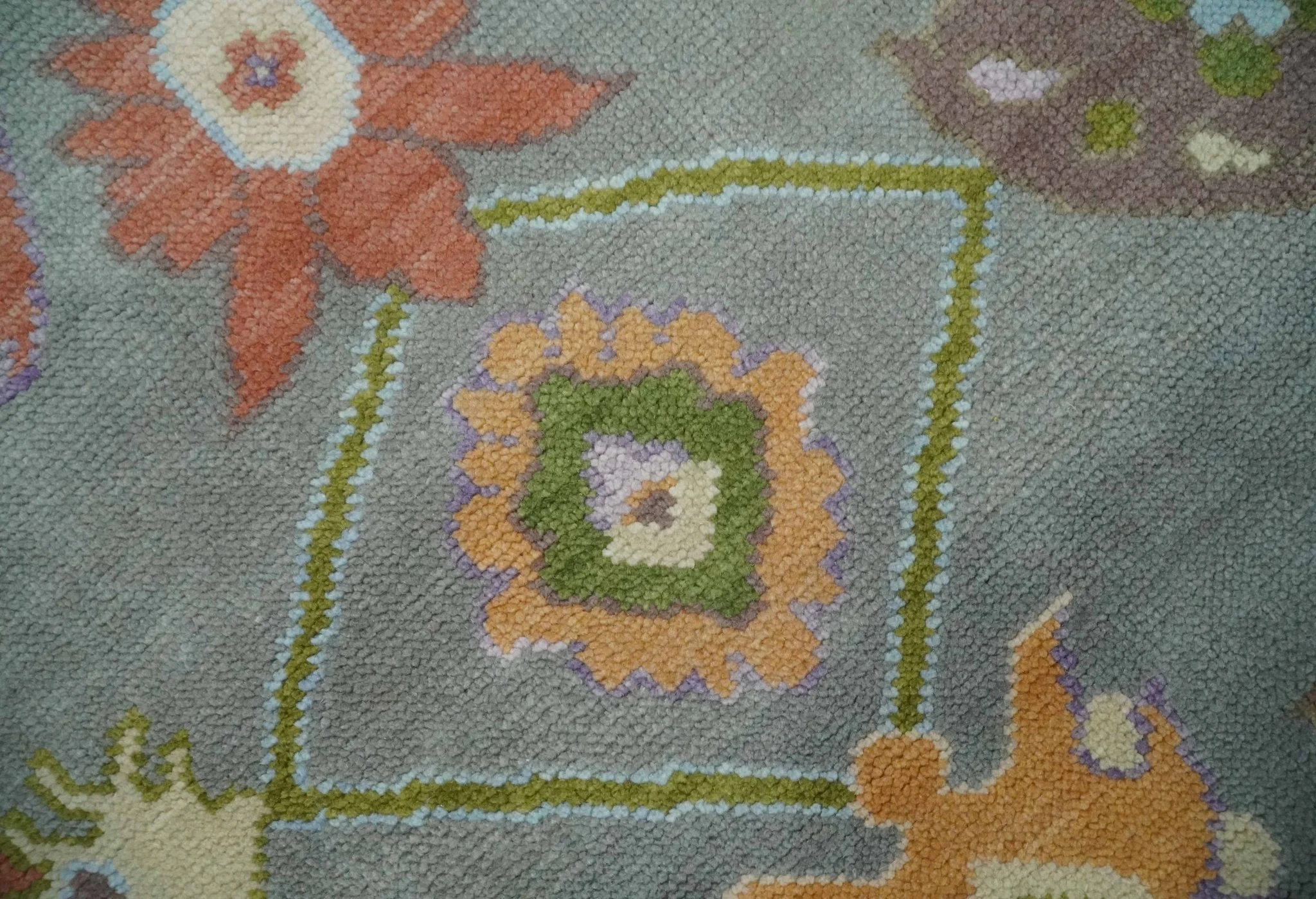 Gray and Gold Hand knotted 8x10 And 9x12 Traditional Oushak wool Area Rug - Image 4