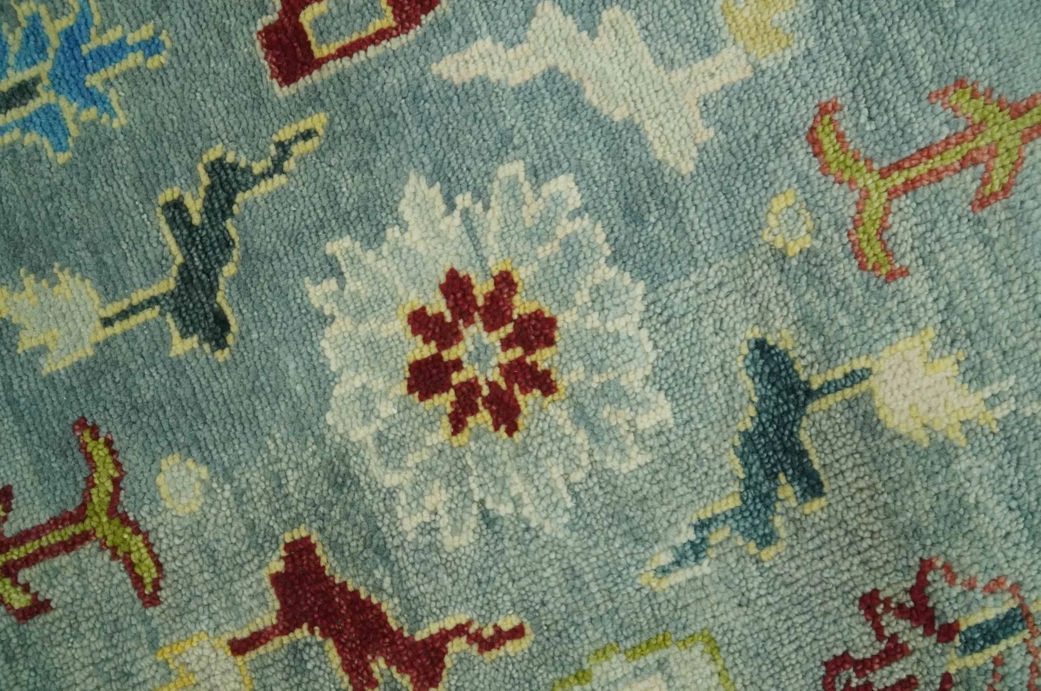 Vibrant Colorful Gray and Beige Traditional Oushak 8x10 wool area rug - Image 4