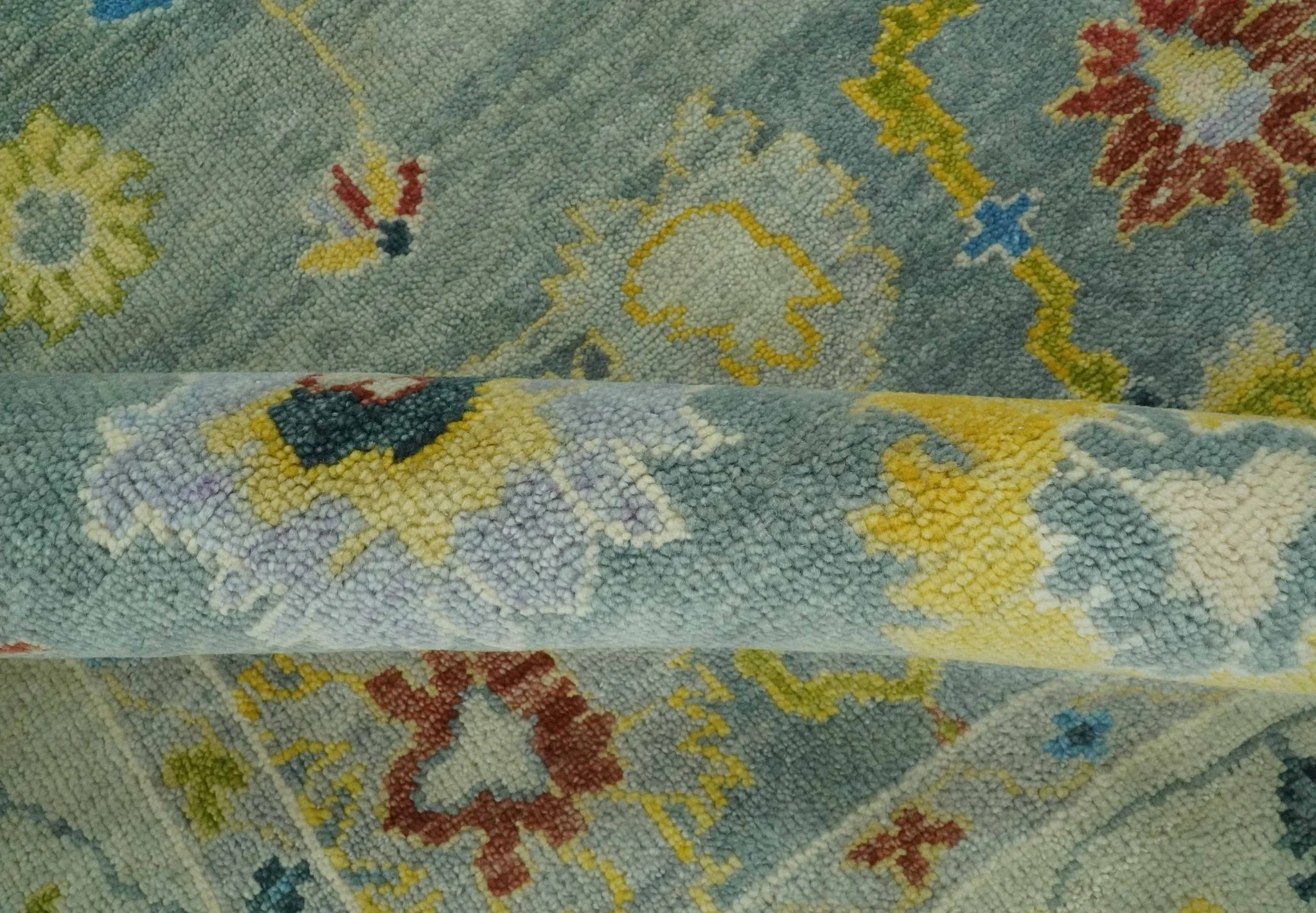 Vibrant Colorful Gray and Beige Traditional Oushak 8x10 wool area rug - Image 6