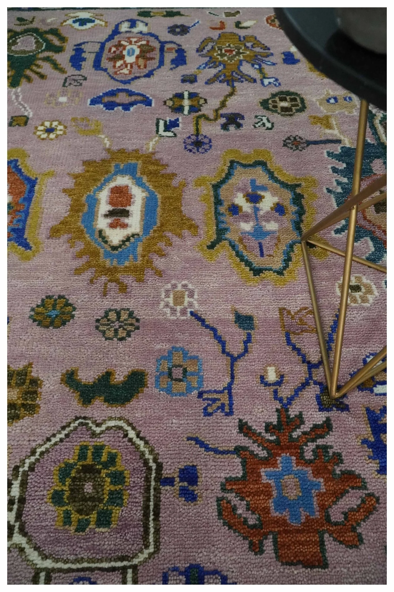 Light Purple, Ivory and Blue Hand knotted Traditional Oushak Multi Size wool Area Rug - Image 2