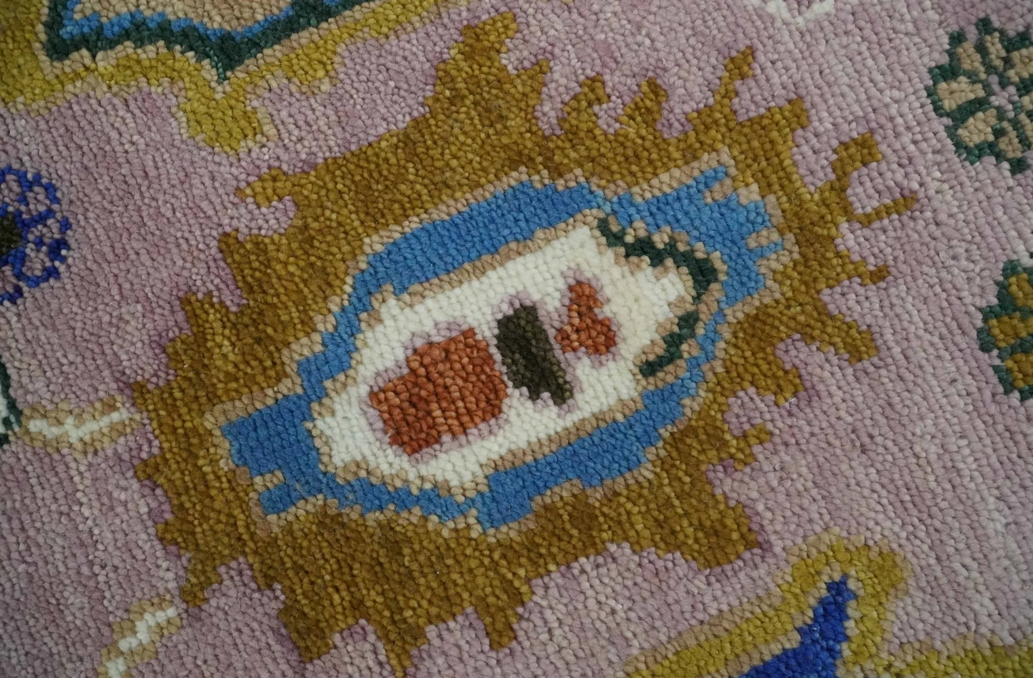 Light Purple, Ivory and Blue Hand knotted Traditional Oushak Multi Size wool Area Rug - Image 4
