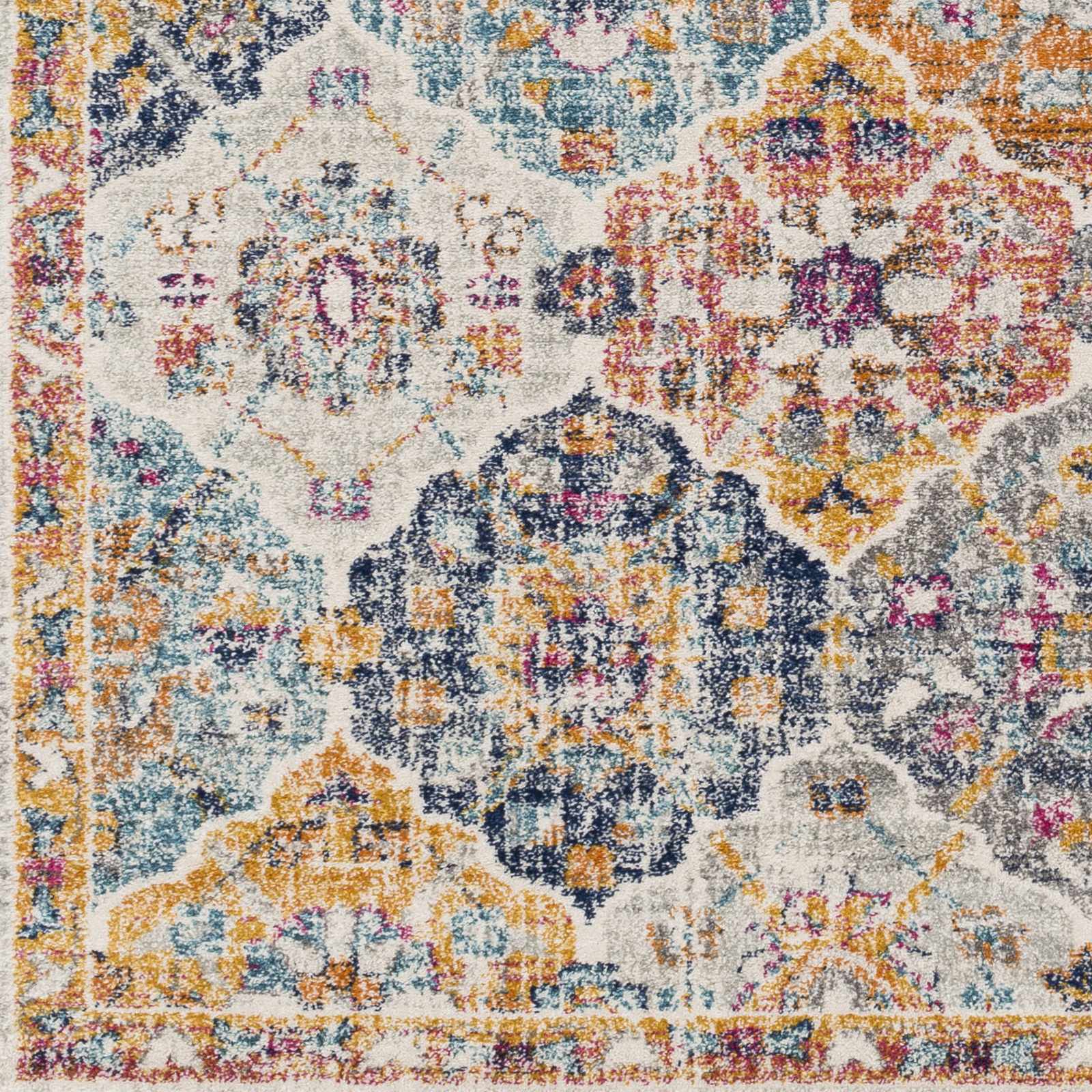 Vibrant Colorful Pink, Gold, Aqua and Blue Traditional Ikat Pattern Area Rug - Image 11