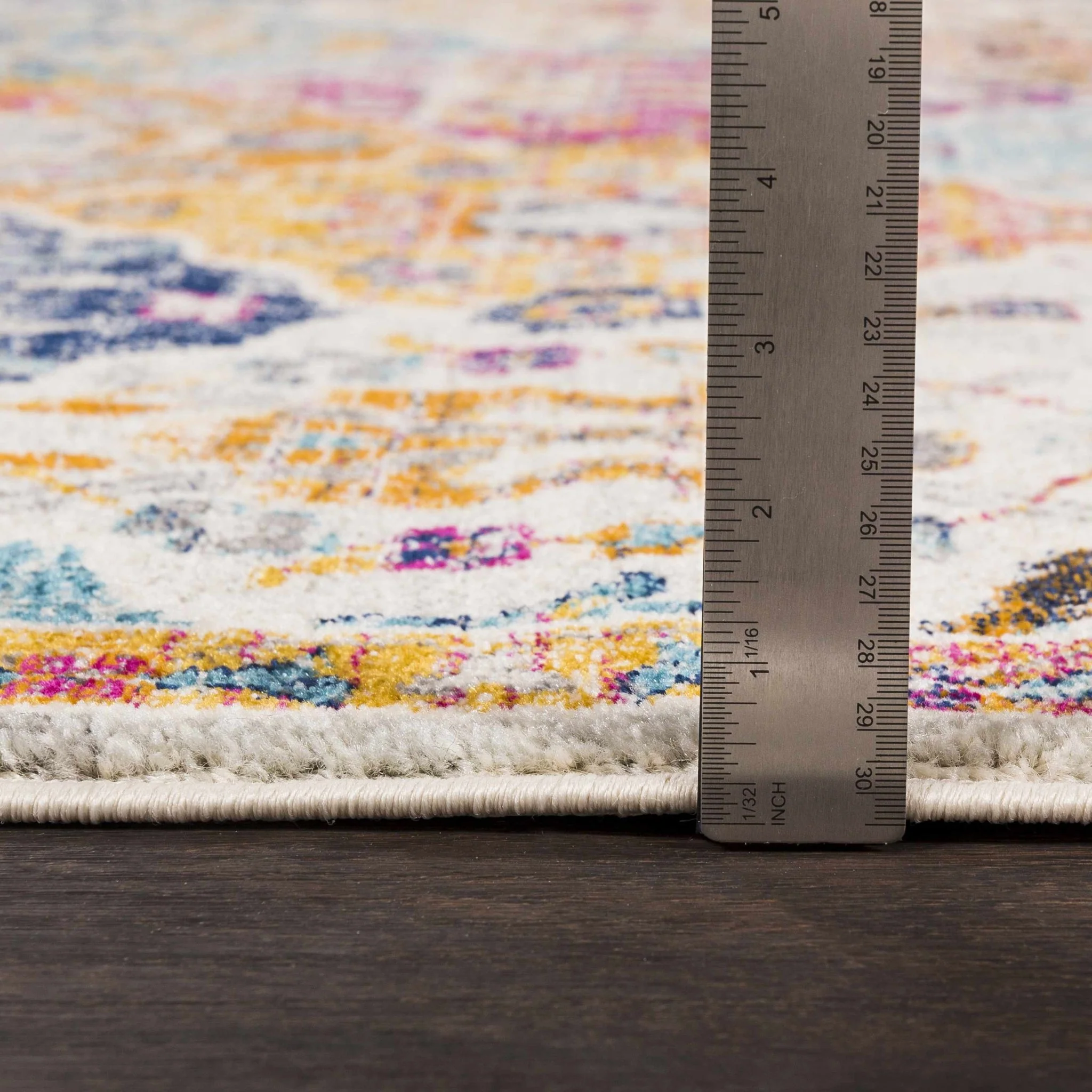 Vibrant Colorful Pink, Gold, Aqua and Blue Traditional Ikat Pattern Area Rug - Image 12