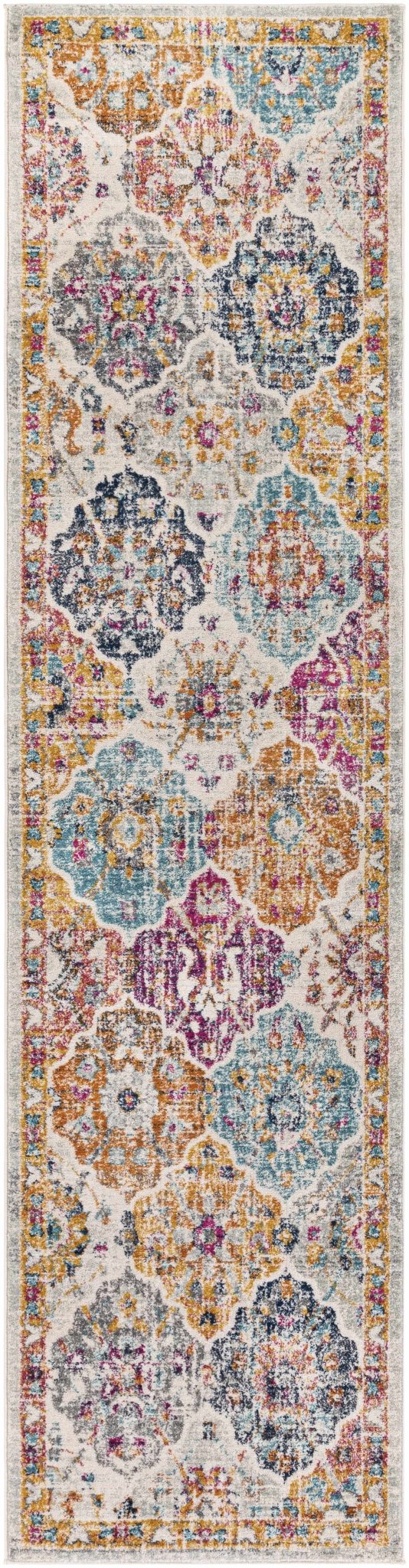 Vibrant Colorful Pink, Gold, Aqua and Blue Traditional Ikat Pattern Area Rug - Image 18