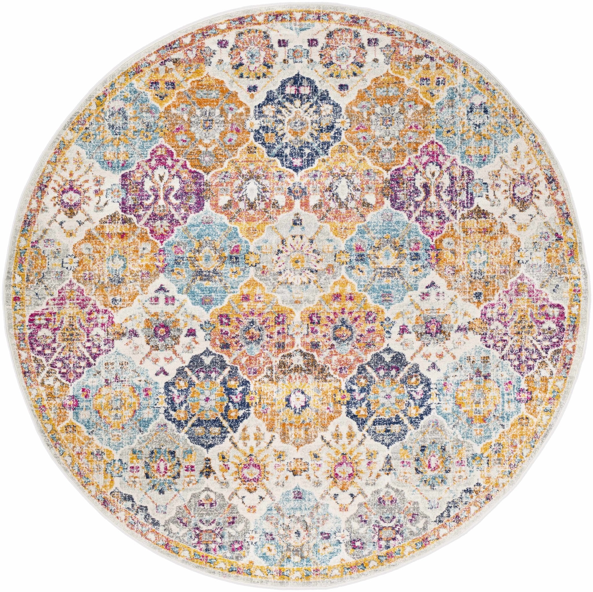 Vibrant Colorful Pink, Gold, Aqua and Blue Traditional Ikat Pattern Area Rug - Image 19