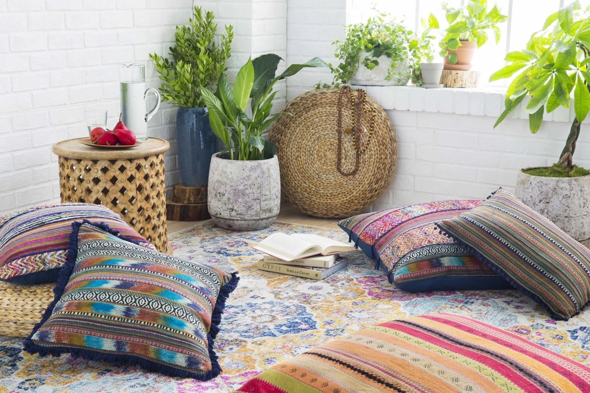 Vibrant Colorful Pink, Gold, Aqua and Blue Traditional Ikat Pattern Area Rug - Image 21