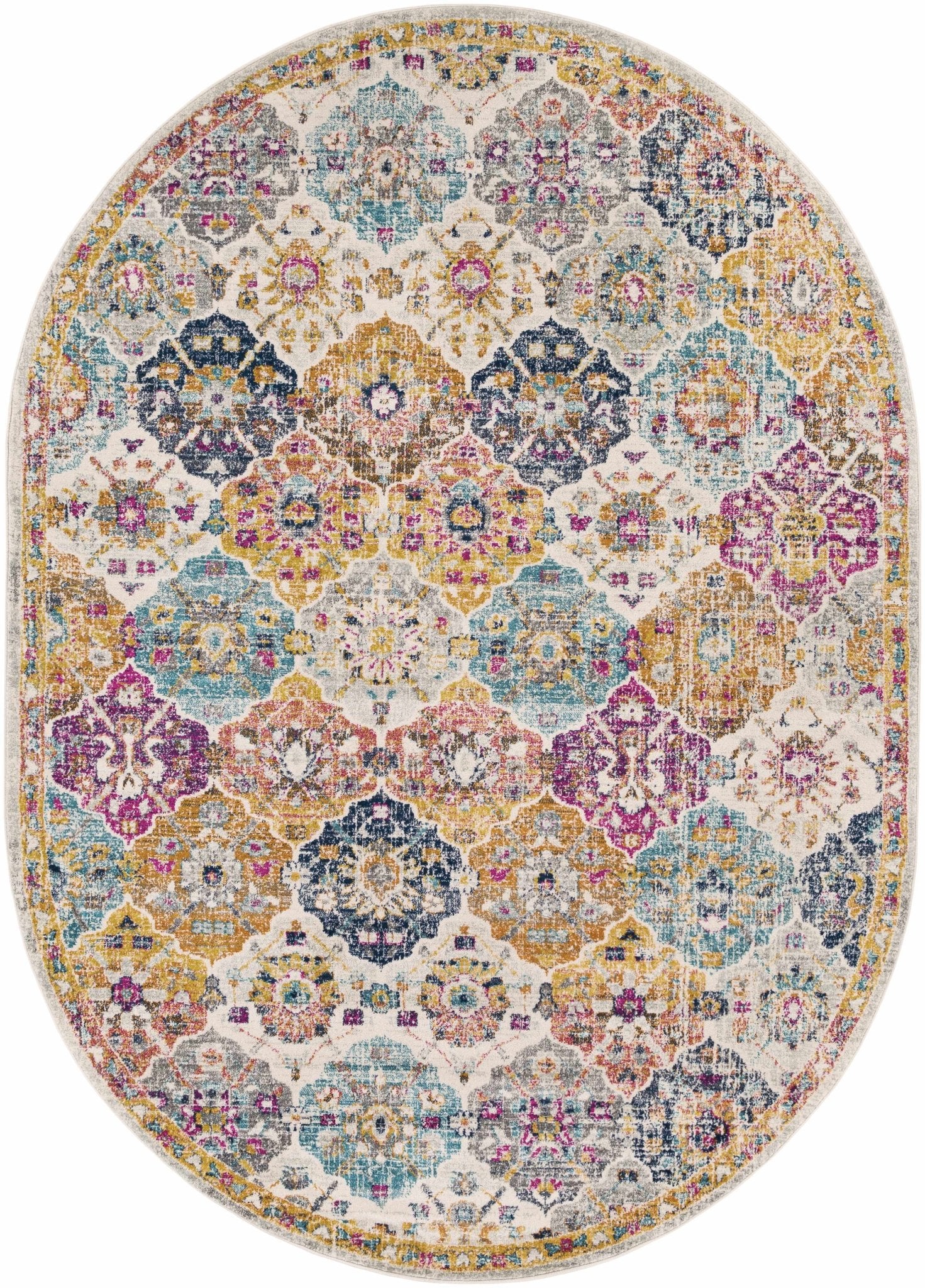 Vibrant Colorful Pink, Gold, Aqua and Blue Traditional Ikat Pattern Area Rug - Image 6