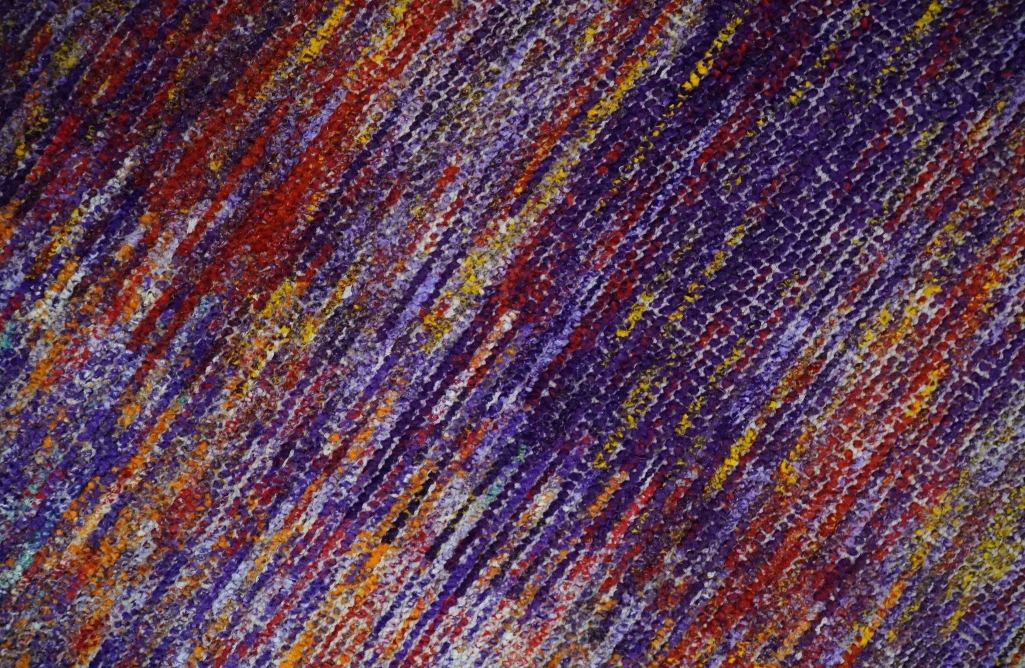 Modern Abstract Vibrant Colorful Violet, Gold, Rust and Ivory Hand knotted Flat Woven 8x10 wool Area Rug - Image 4
