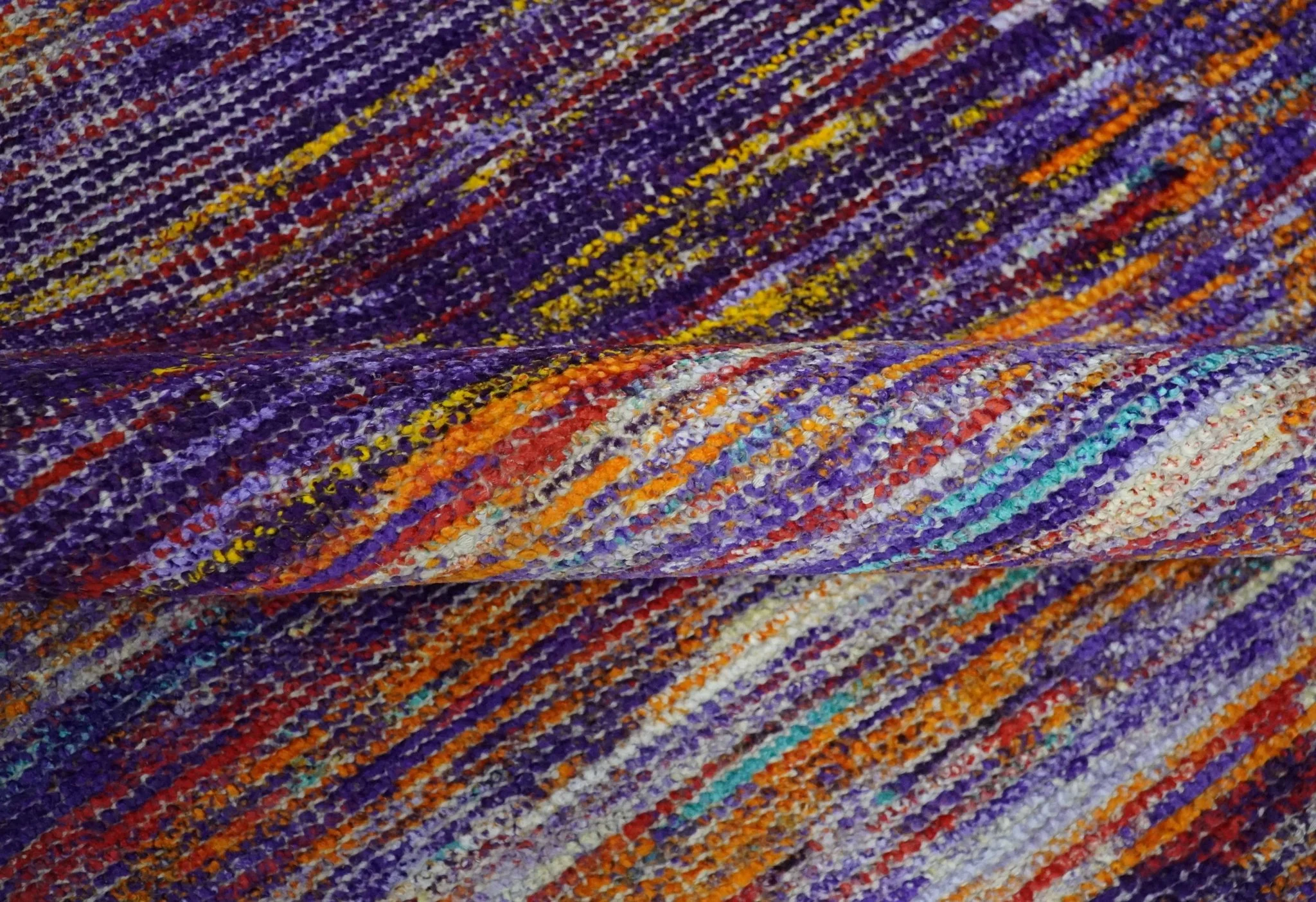 Modern Abstract Vibrant Colorful Violet, Gold, Rust and Ivory Hand knotted Flat Woven 8x10 wool Area Rug - Image 6