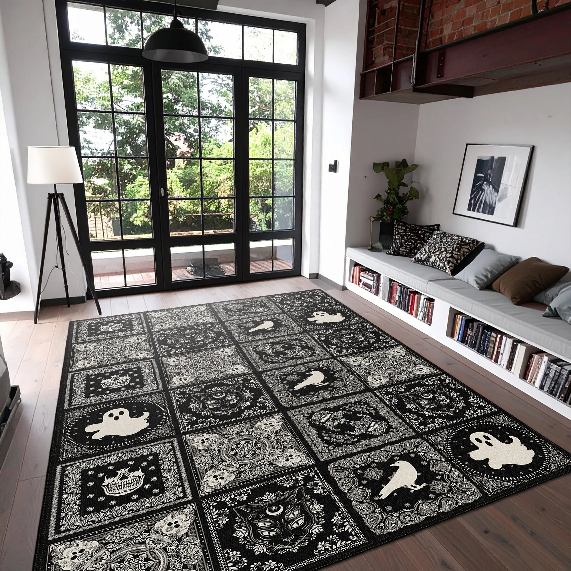 Vienne Halloween Black Machine Washable Cotton Rug - Image 4
