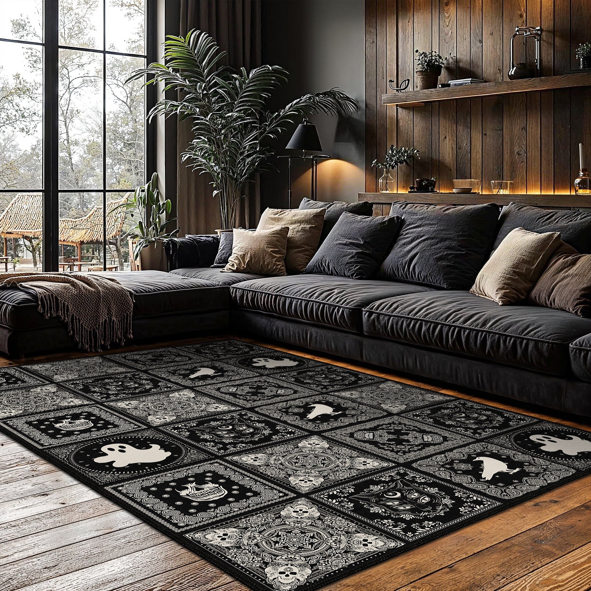 Vienne Halloween Black Machine Washable Cotton Rug - Image 6