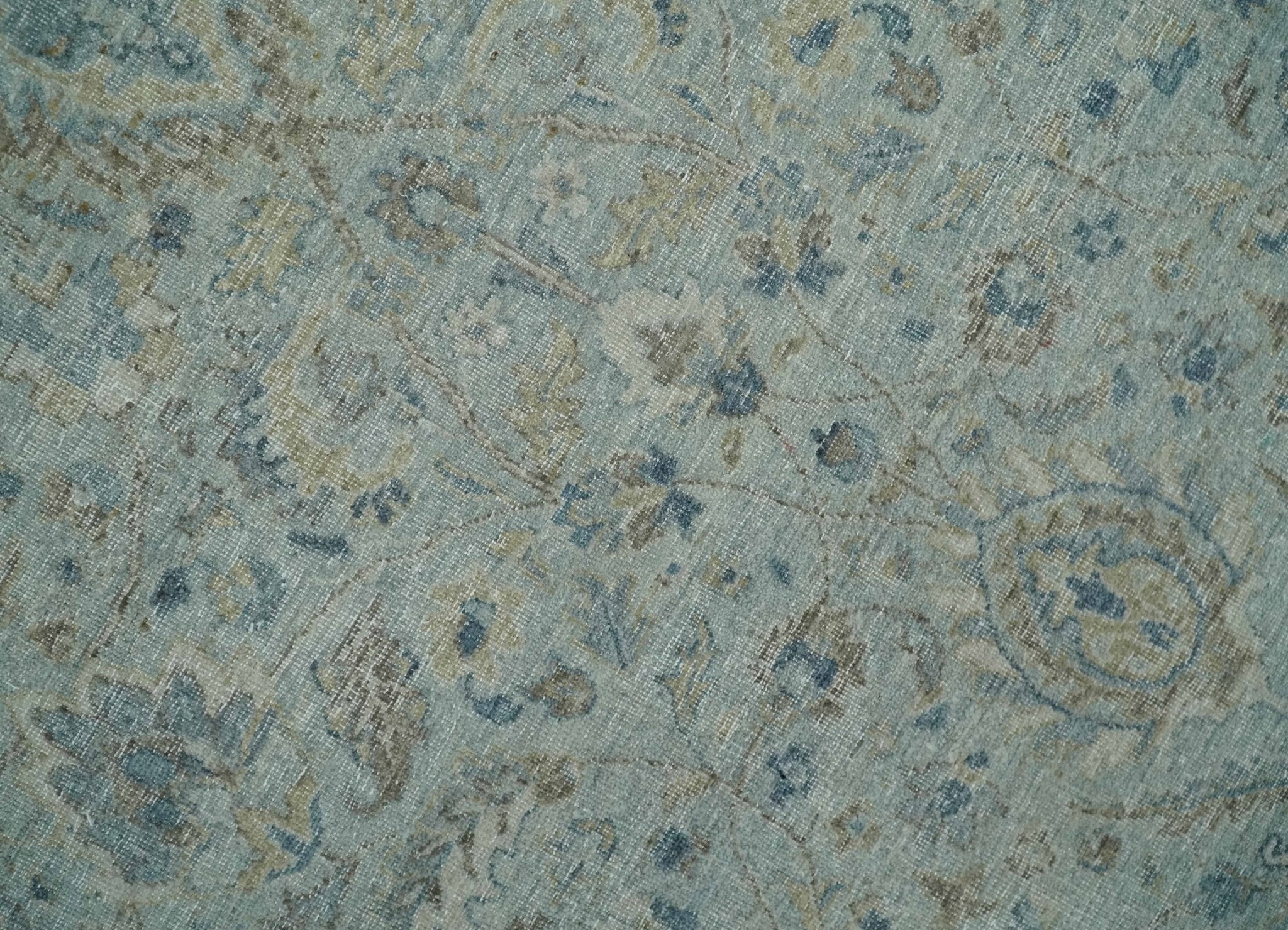 Vintage 6x9, 8x10 and 9x12 Hand Knotted Traditional Silver, brown and Beige Antique Textured Low Pile Distressed Wool Rug | TRD53114 - Image 6