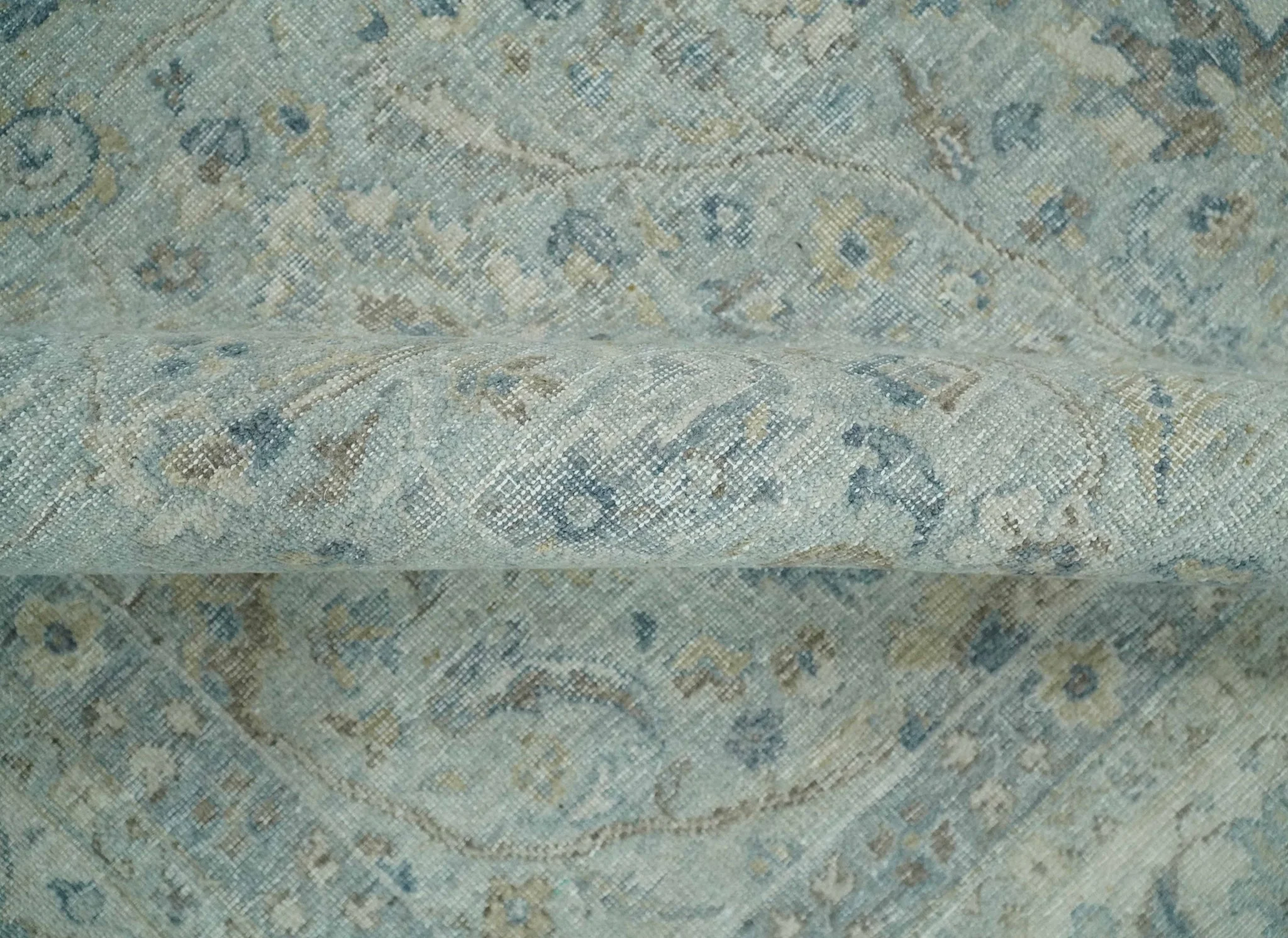 Vintage 6x9, 8x10 and 9x12 Hand Knotted Traditional Silver, brown and Beige Antique Textured Low Pile Distressed Wool Rug | TRD53114 - Image 8