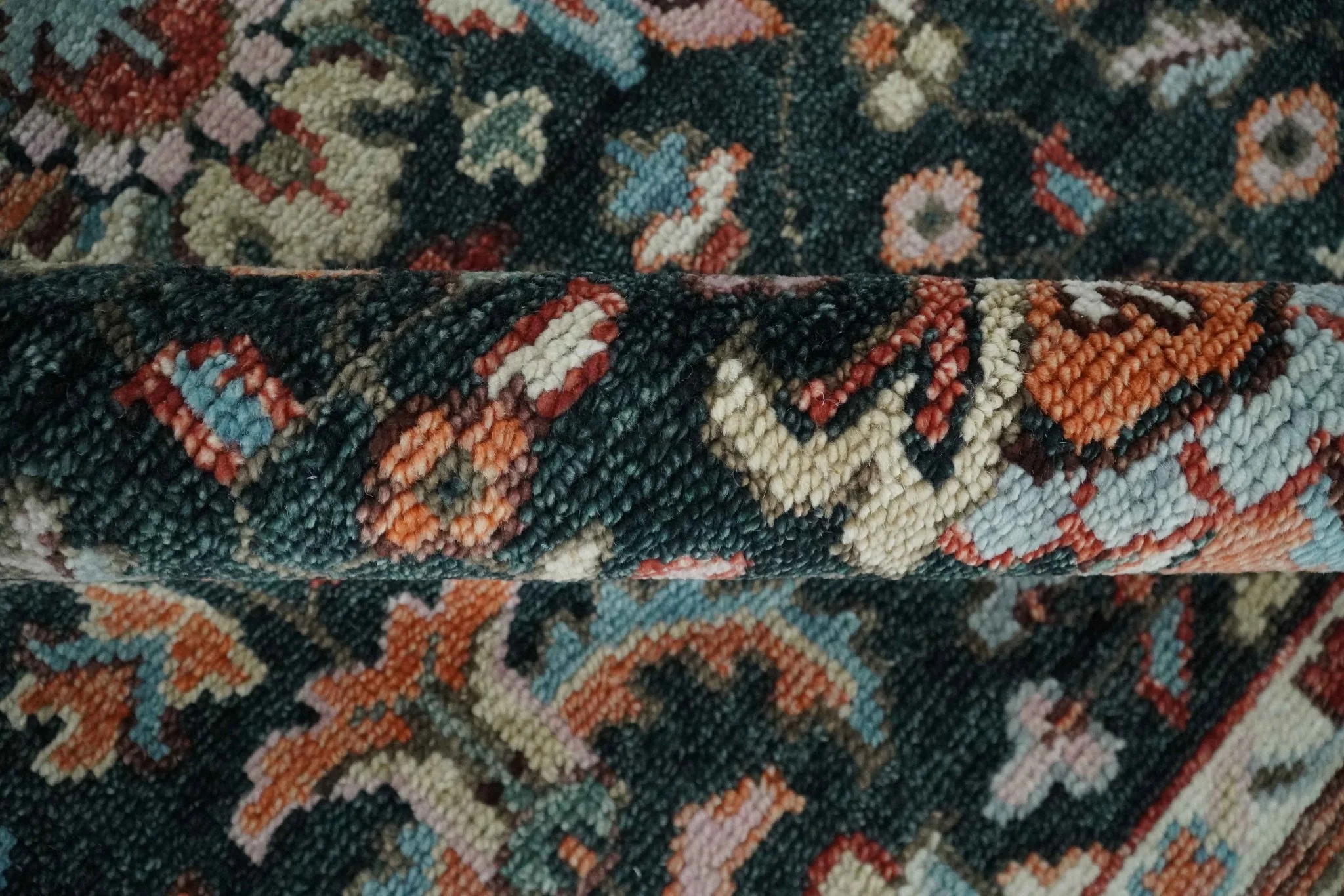 Custom Made Hand Knotted Black and Rust Traditional Oushak Wool Area Rug - Image 6