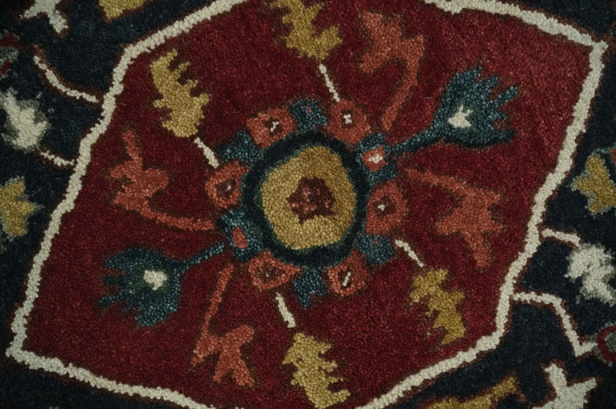Vintage Style Black, Rust, Teal and Ivory Hand Tufted 8x10 Traditional wool Area Rug - Image 4