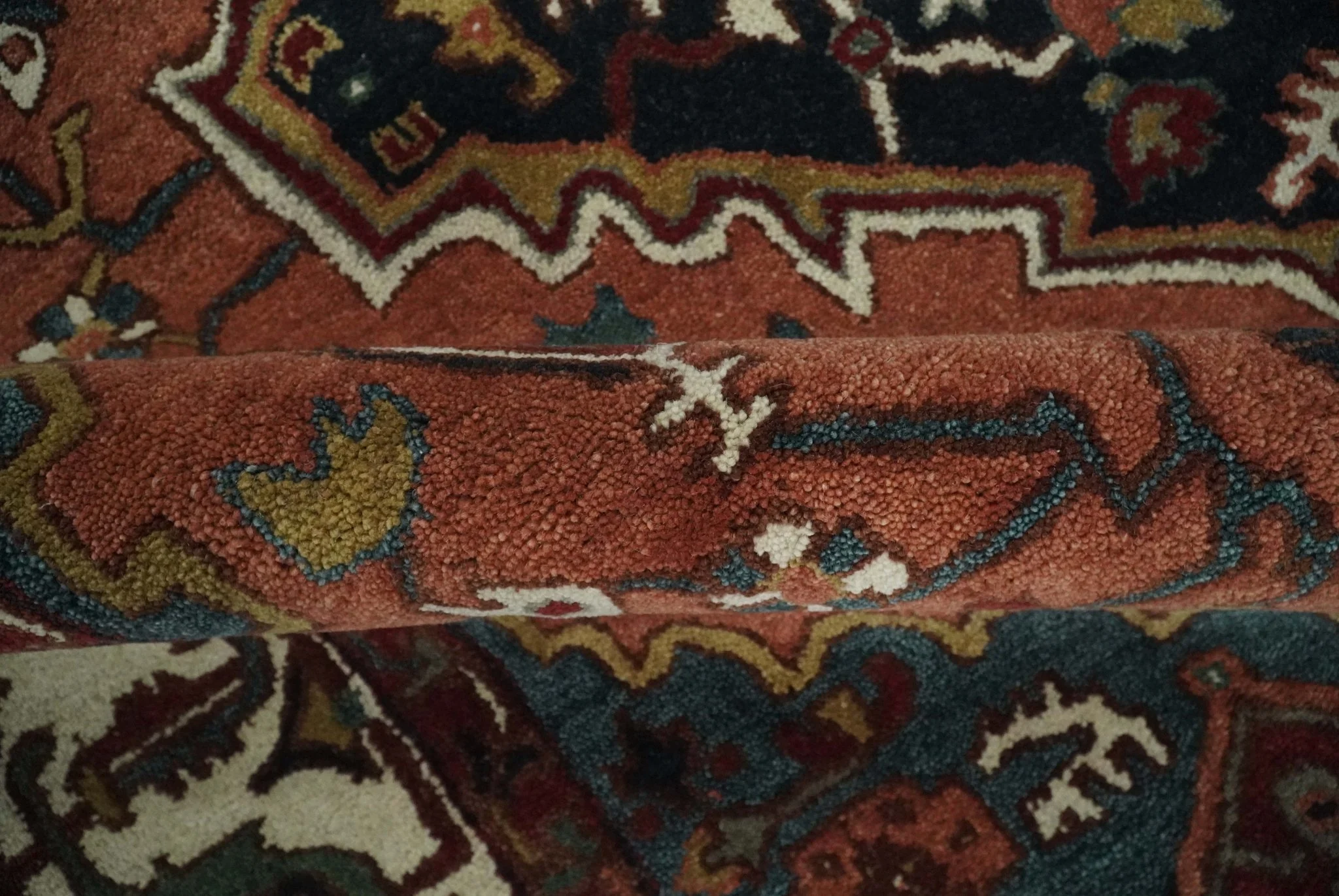 Vintage Style Black, Rust, Teal and Ivory Hand Tufted 8x10 Traditional wool Area Rug - Image 6