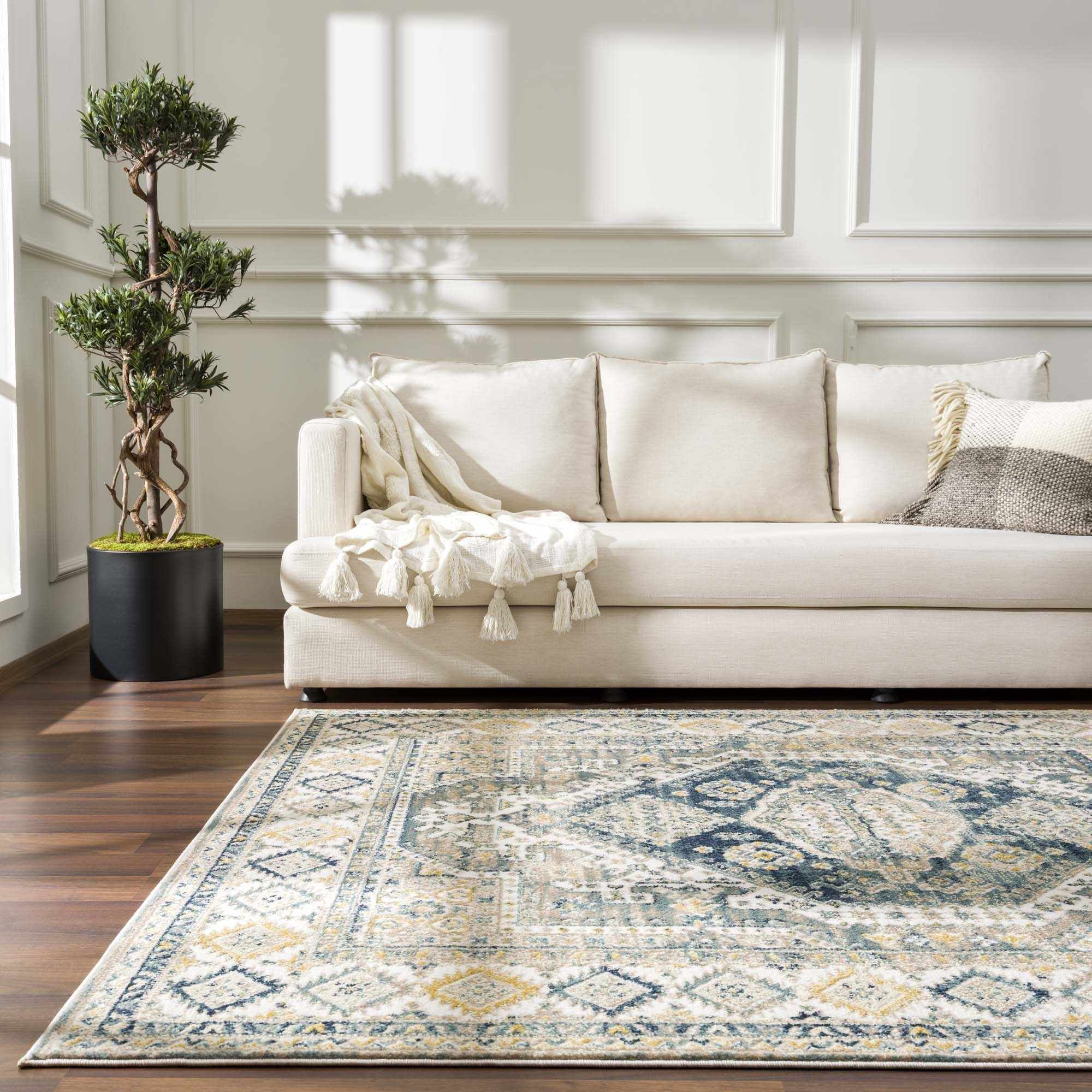 Vintage Design Blue, Ivory and Beige Traditional style area rug - Image 12