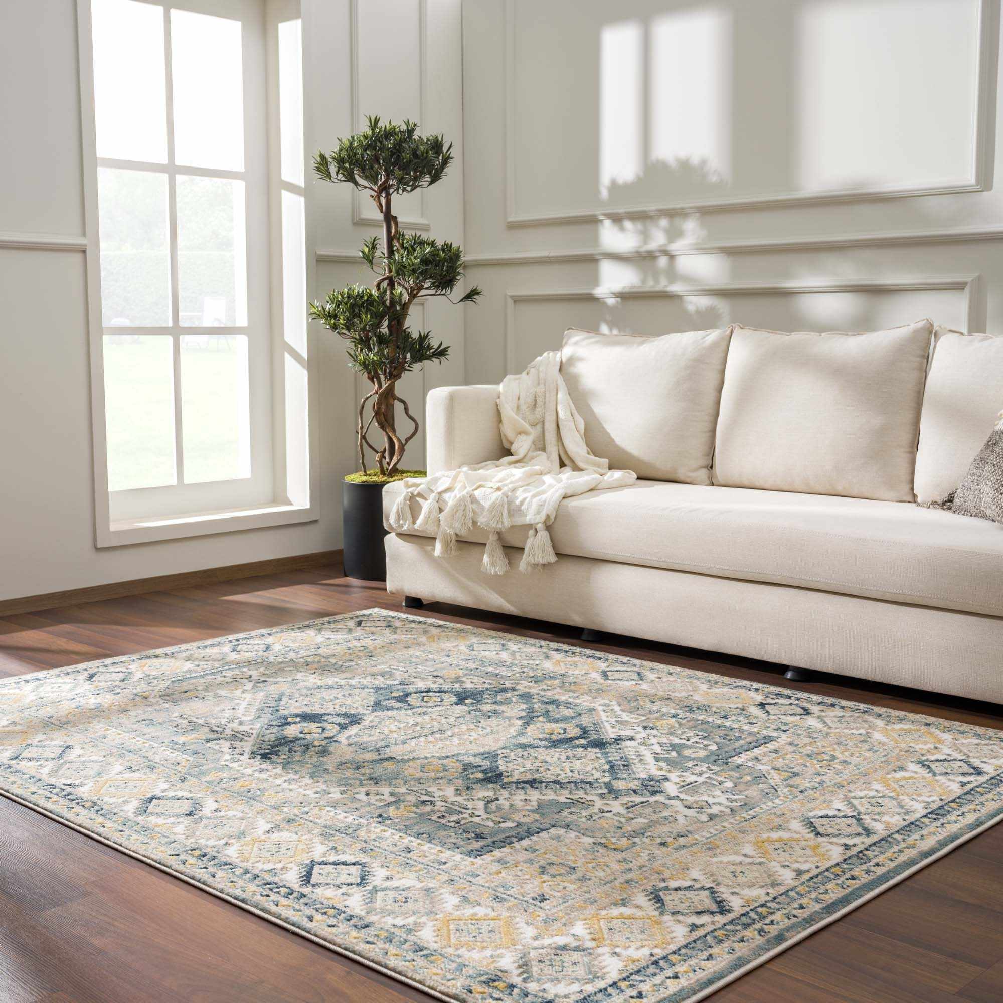 Vintage Design Blue, Ivory and Beige Traditional style area rug - Image 14