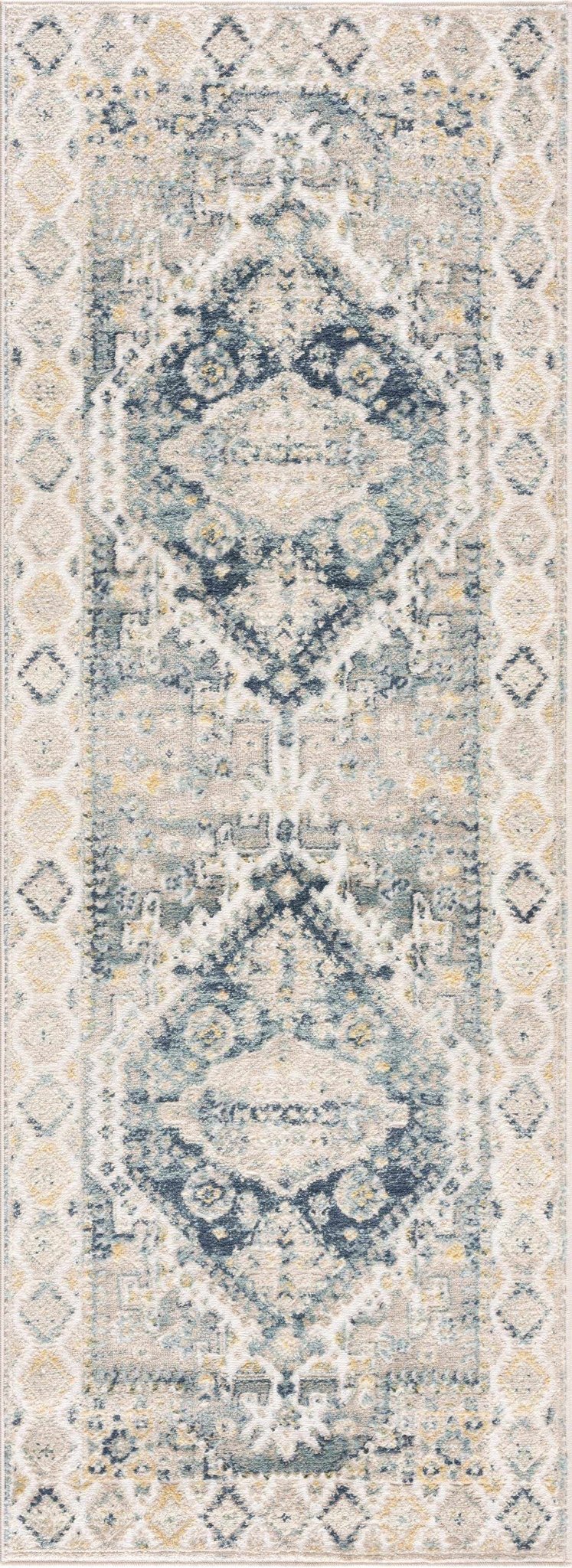 Vintage Design Blue, Ivory and Beige Traditional style area rug - Image 4