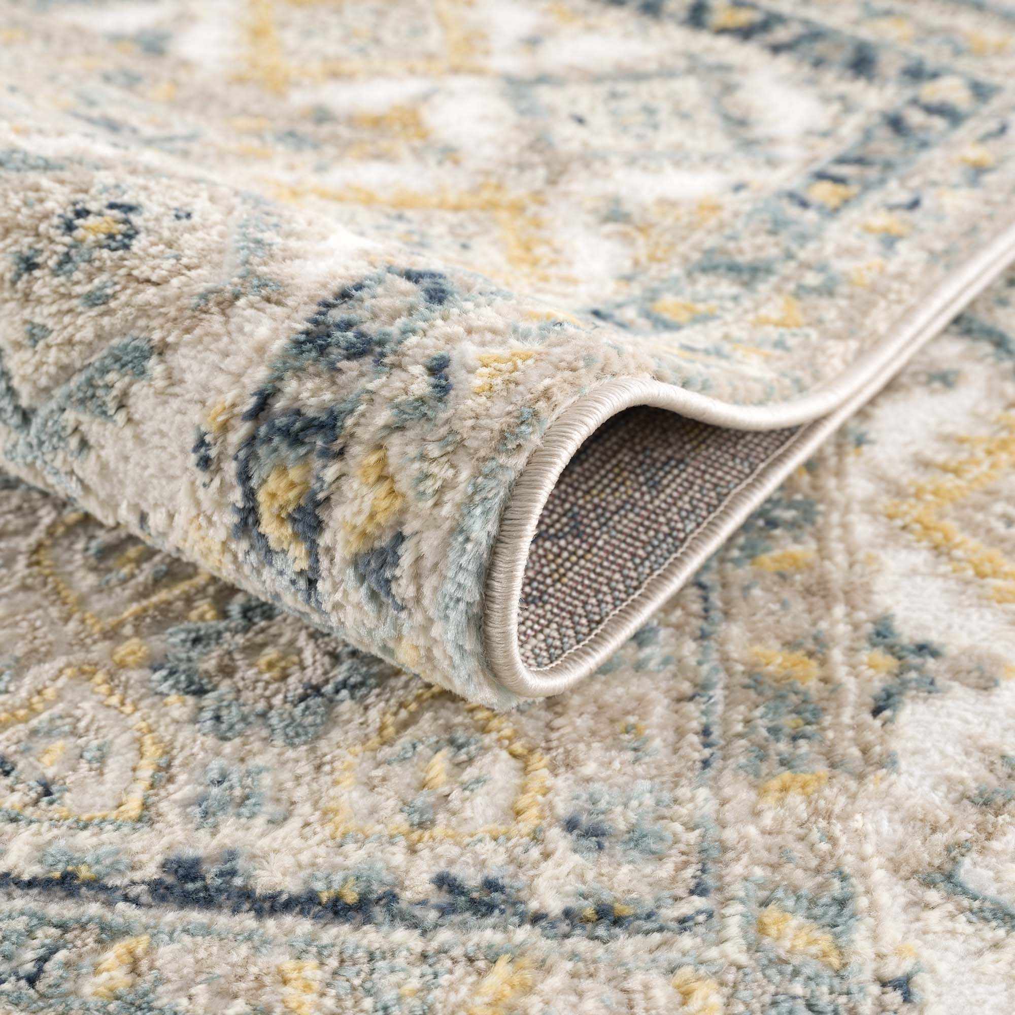 Vintage Design Blue, Ivory and Beige Traditional style area rug - Image 6