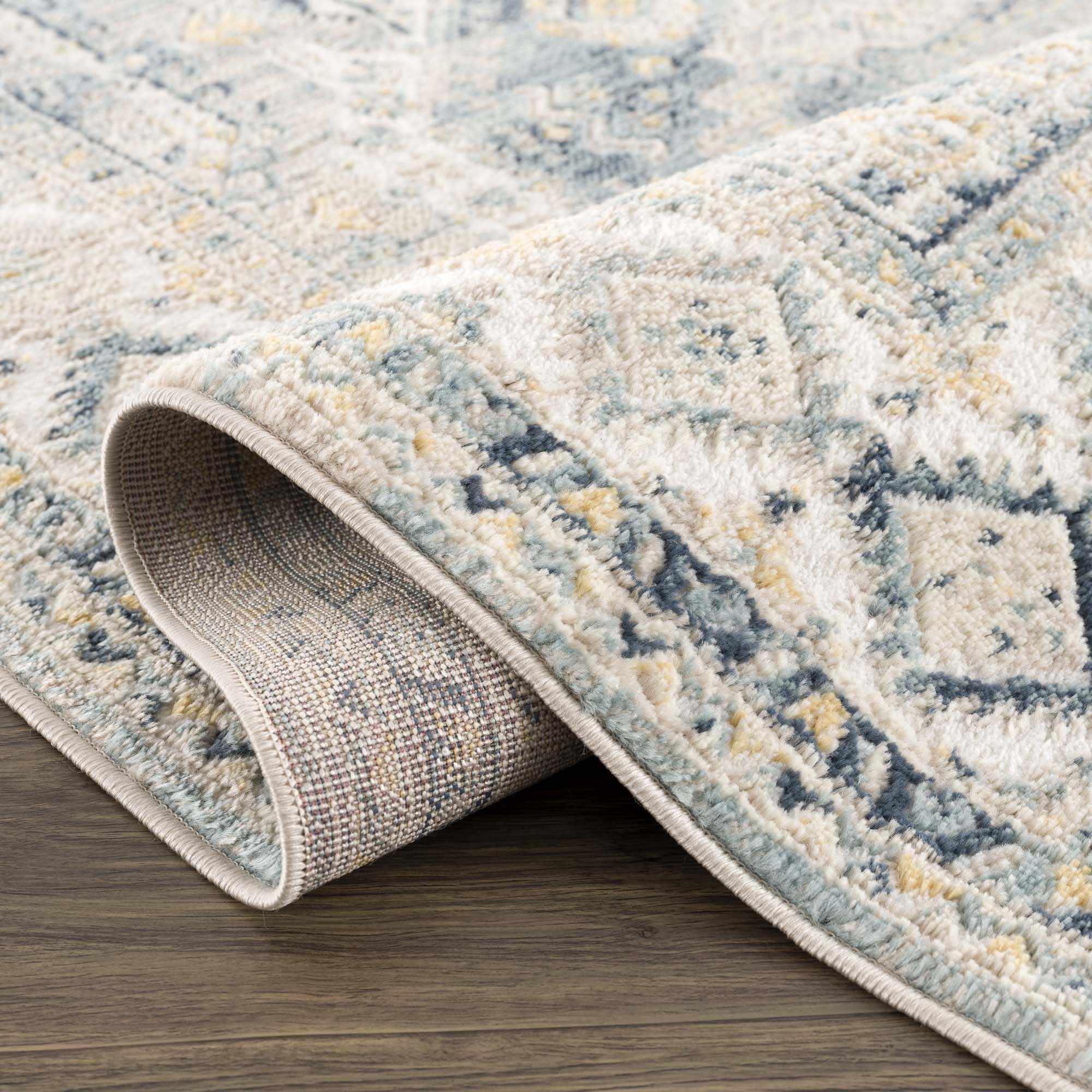 Vintage Design Blue, Ivory and Beige Traditional style area rug - Image 7