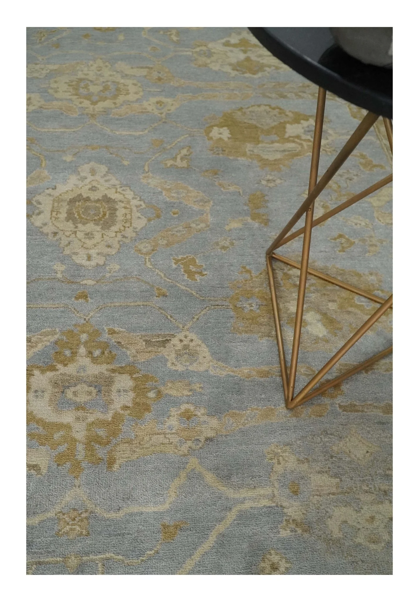 Vintage Style Charcoal, Beige and Olive 8x10 Hand knotted Oushak wool Area Rug - Image 2