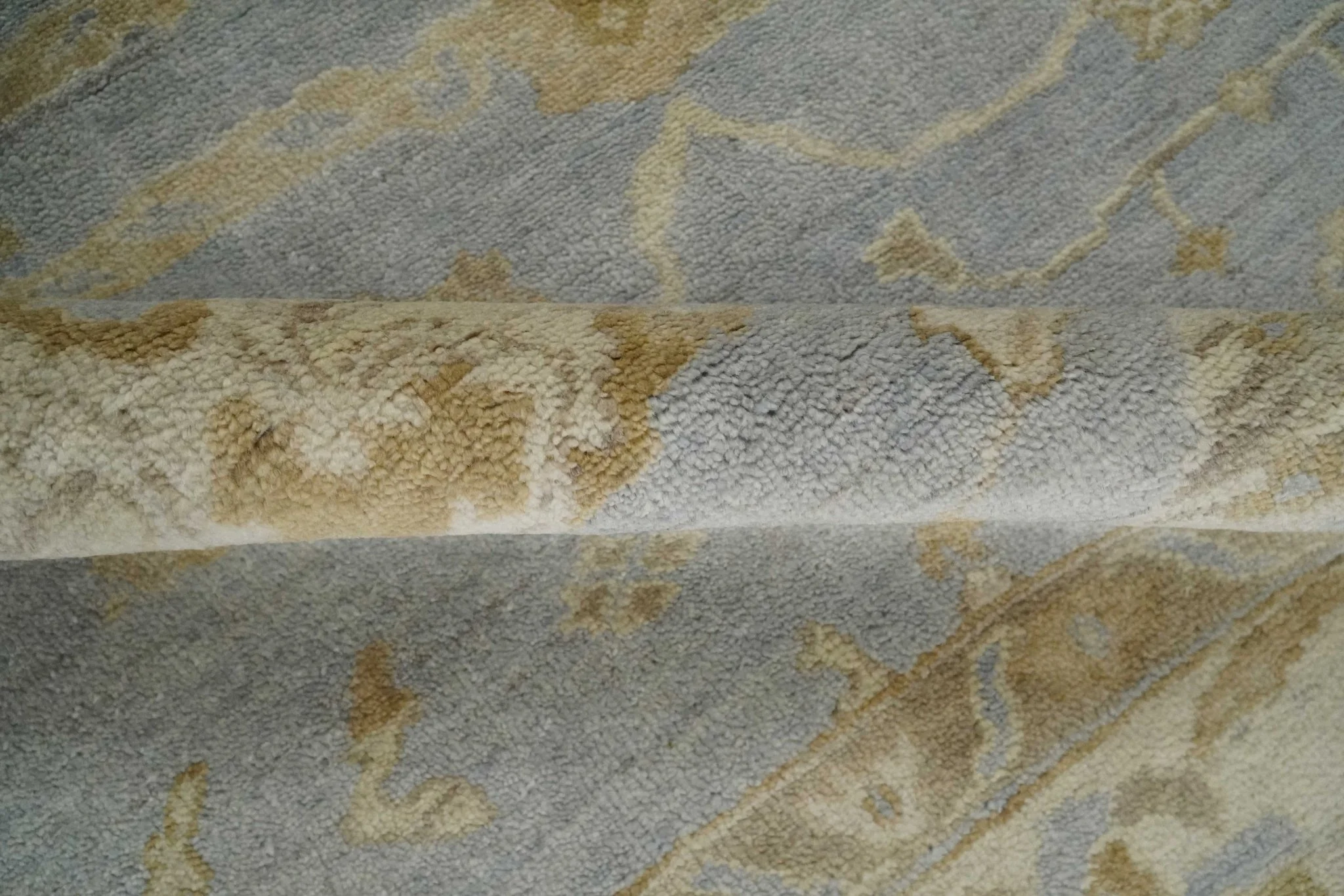 Vintage Style Charcoal, Beige and Olive 8x10 Hand knotted Oushak wool Area Rug - Image 7