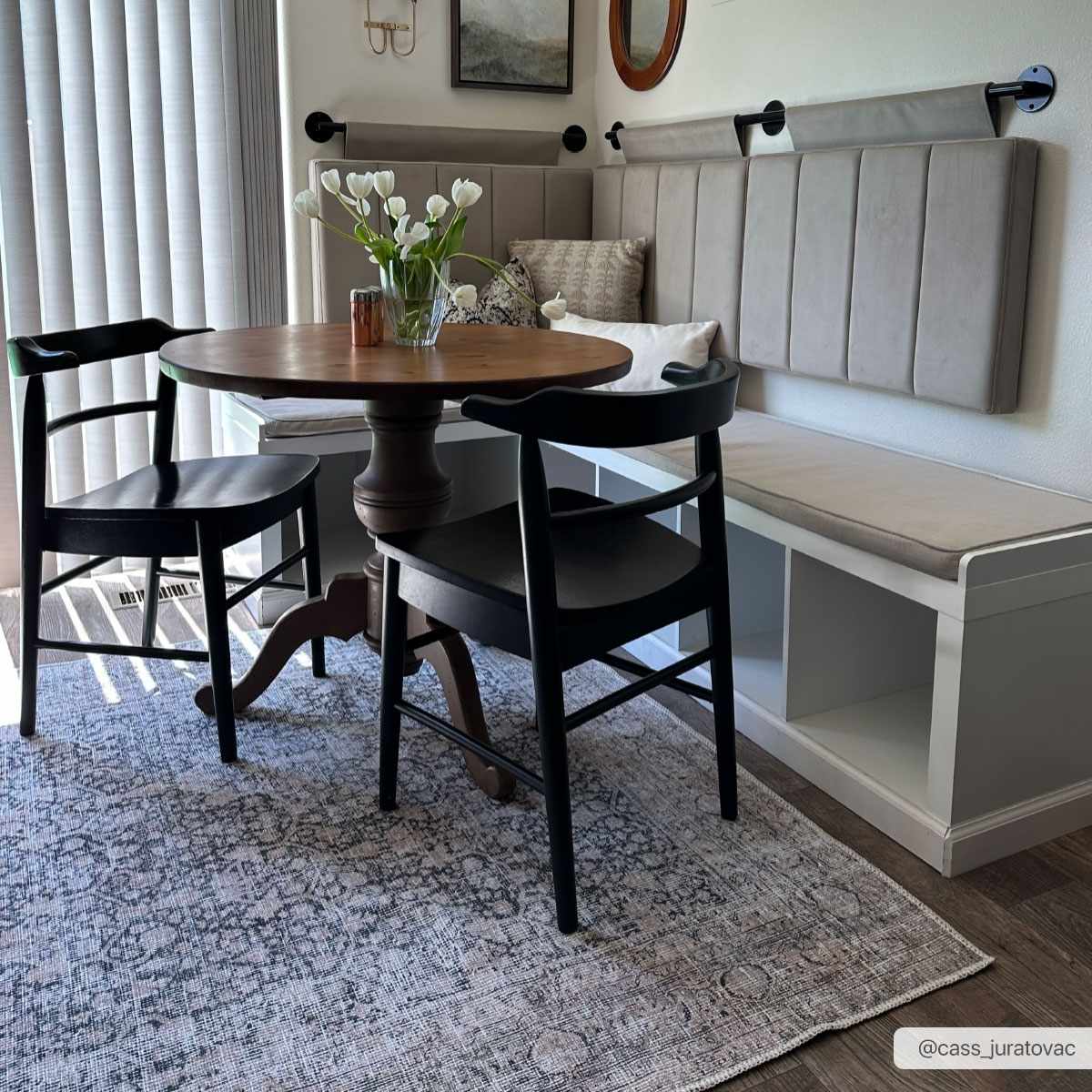 Vintage Antique Design Charcoal, Silver and Beige washable rug - Image 4
