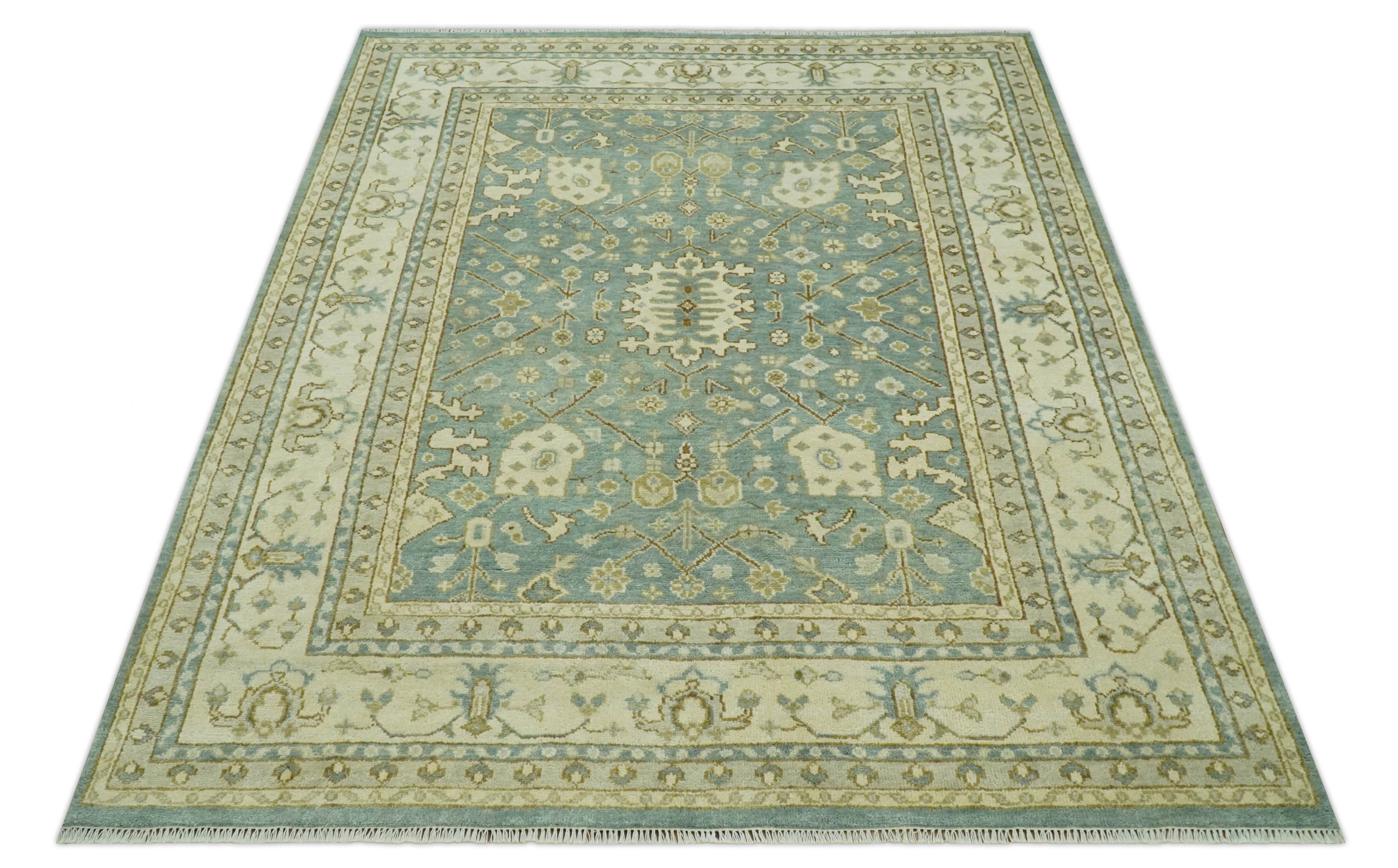Fine 8x10 Vintage Style Gray and Beige Hand Knotted Traditional wool area rug - Image 10