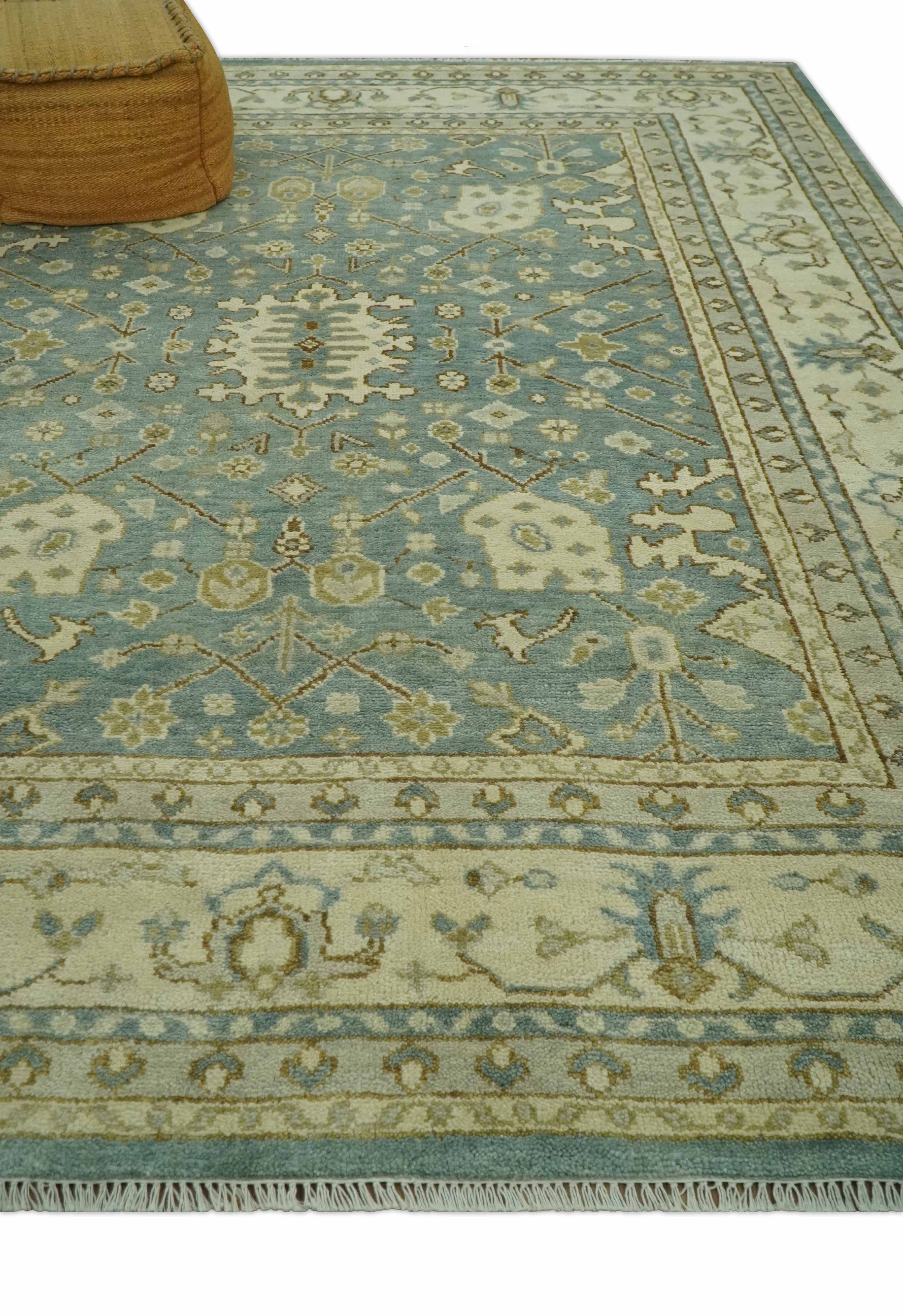 Fine 8x10 Vintage Style Gray and Beige Hand Knotted Traditional wool area rug - Image 3