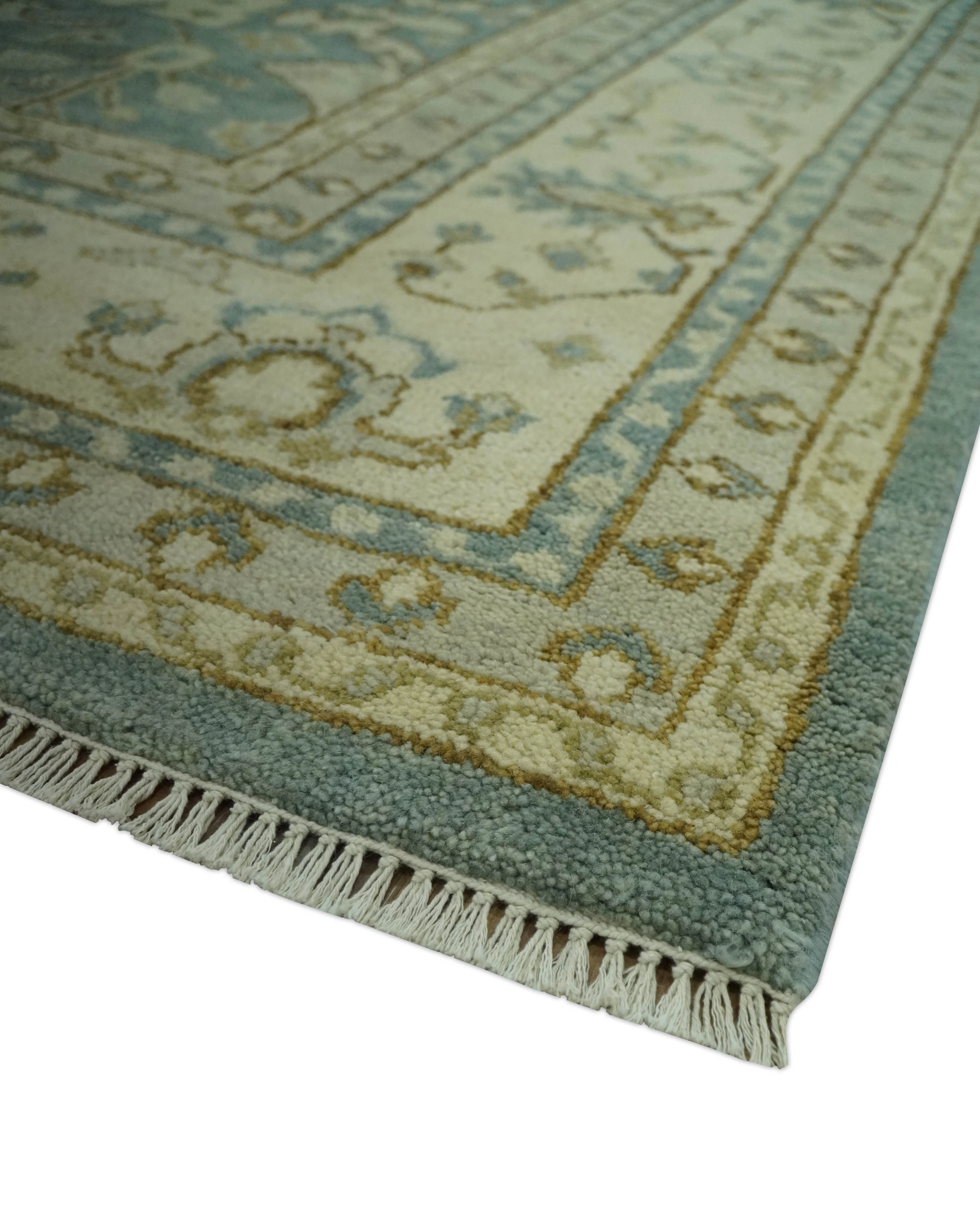 Fine 8x10 Vintage Style Gray and Beige Hand Knotted Traditional wool area rug - Image 5