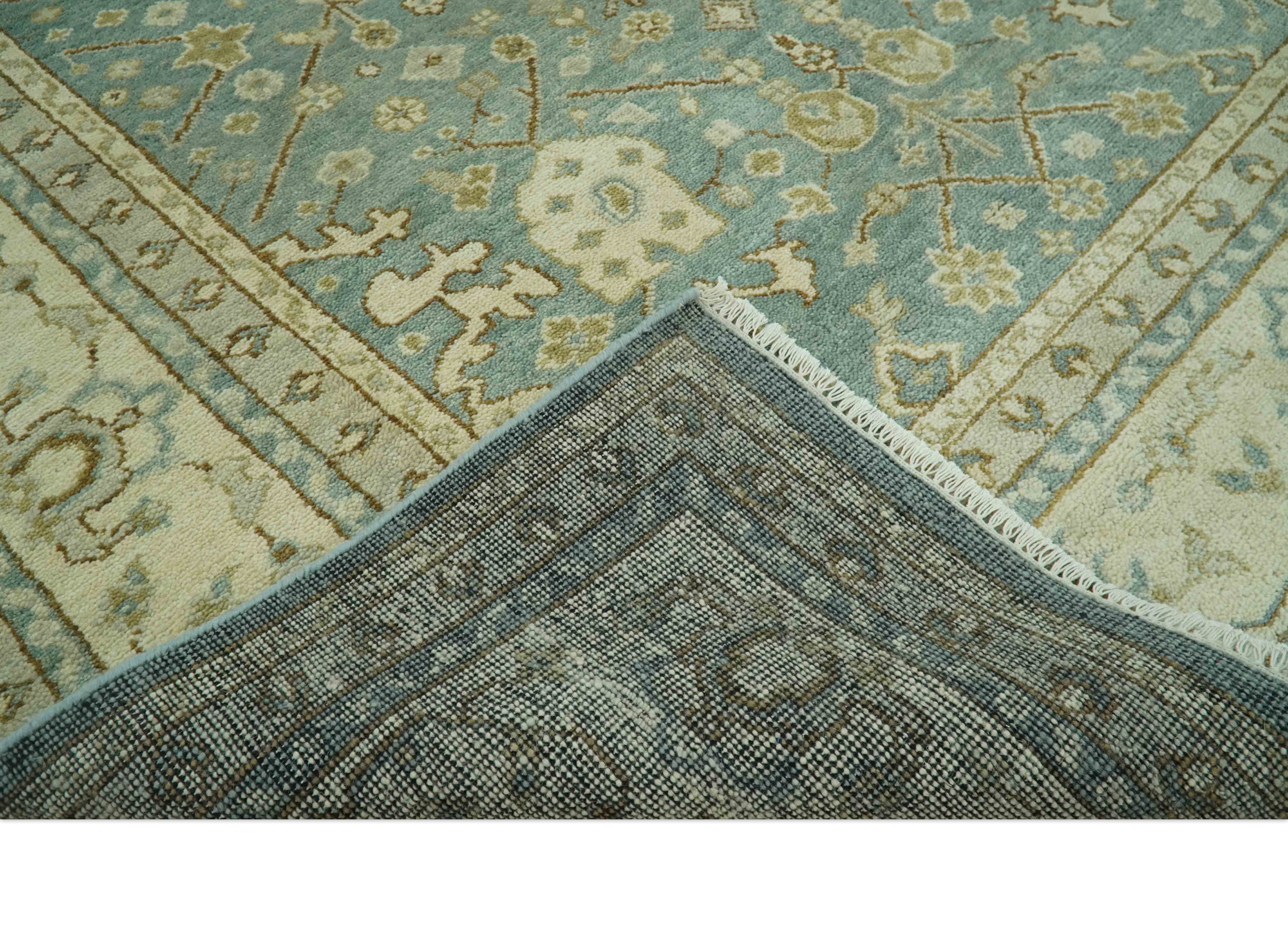 Fine 8x10 Vintage Style Gray and Beige Hand Knotted Traditional wool area rug - Image 6