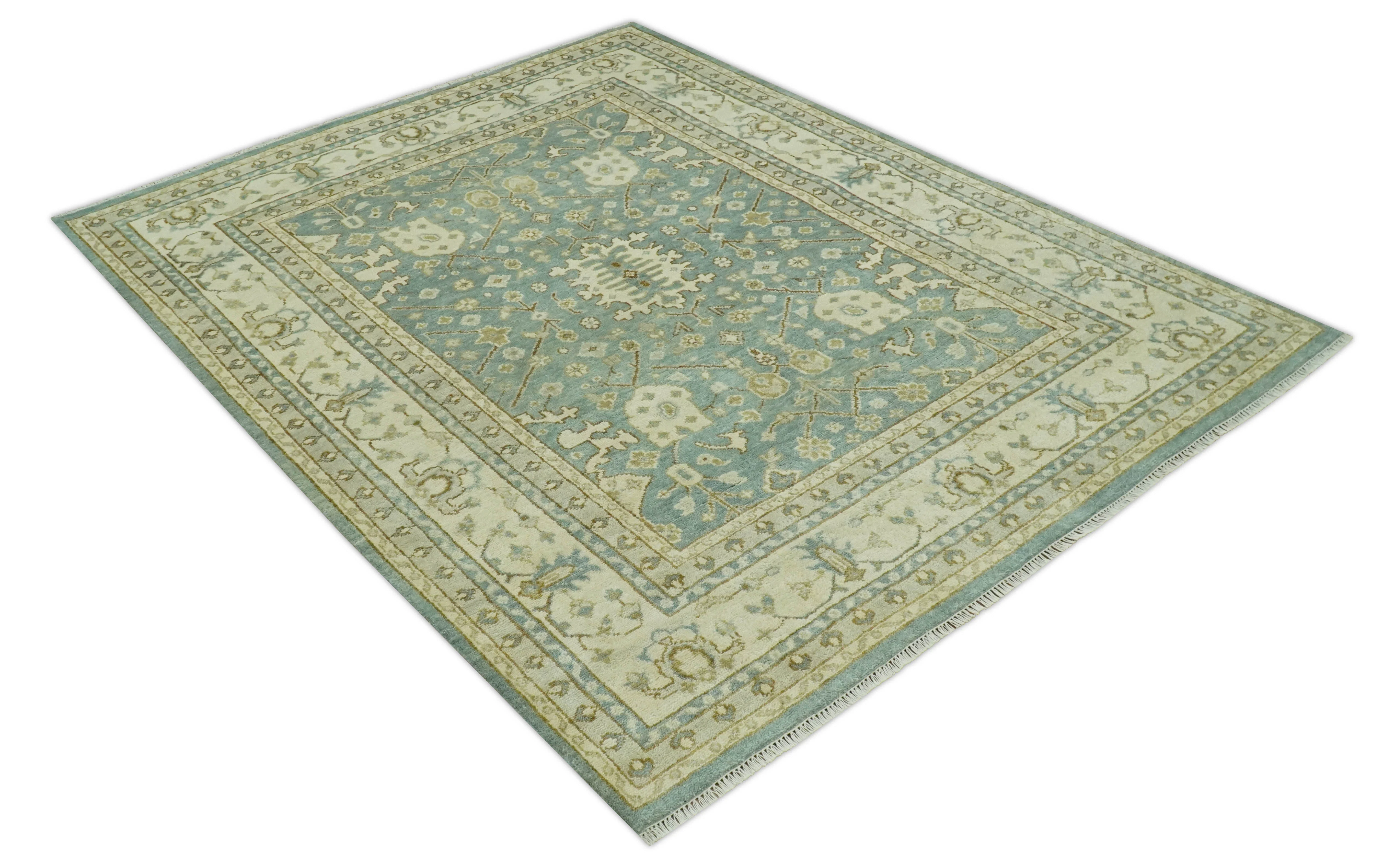 Fine 8x10 Vintage Style Gray and Beige Hand Knotted Traditional wool area rug - Image 9