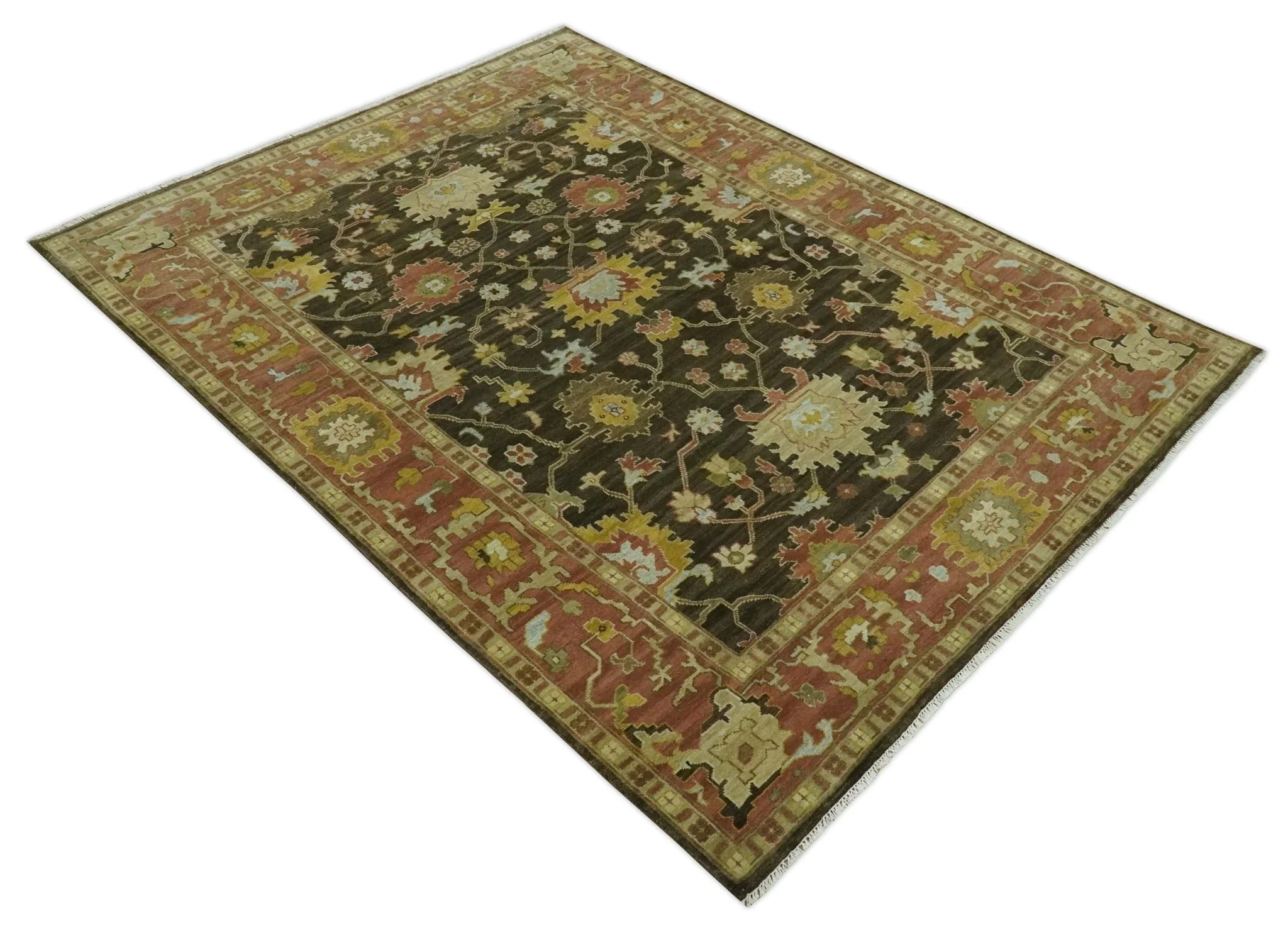 Vintage Style Antique design Green and Rust 8x10 Traditional Floral wool area rug - Image 10